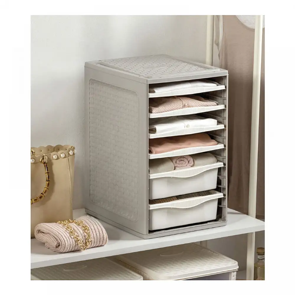 Πλαστική Συρταριέρα Ρούχων με 4 Δίσκους και 2 Συρτάρια 34 x 41 x 53 cm Χρώματος Γκρι Bama 10236