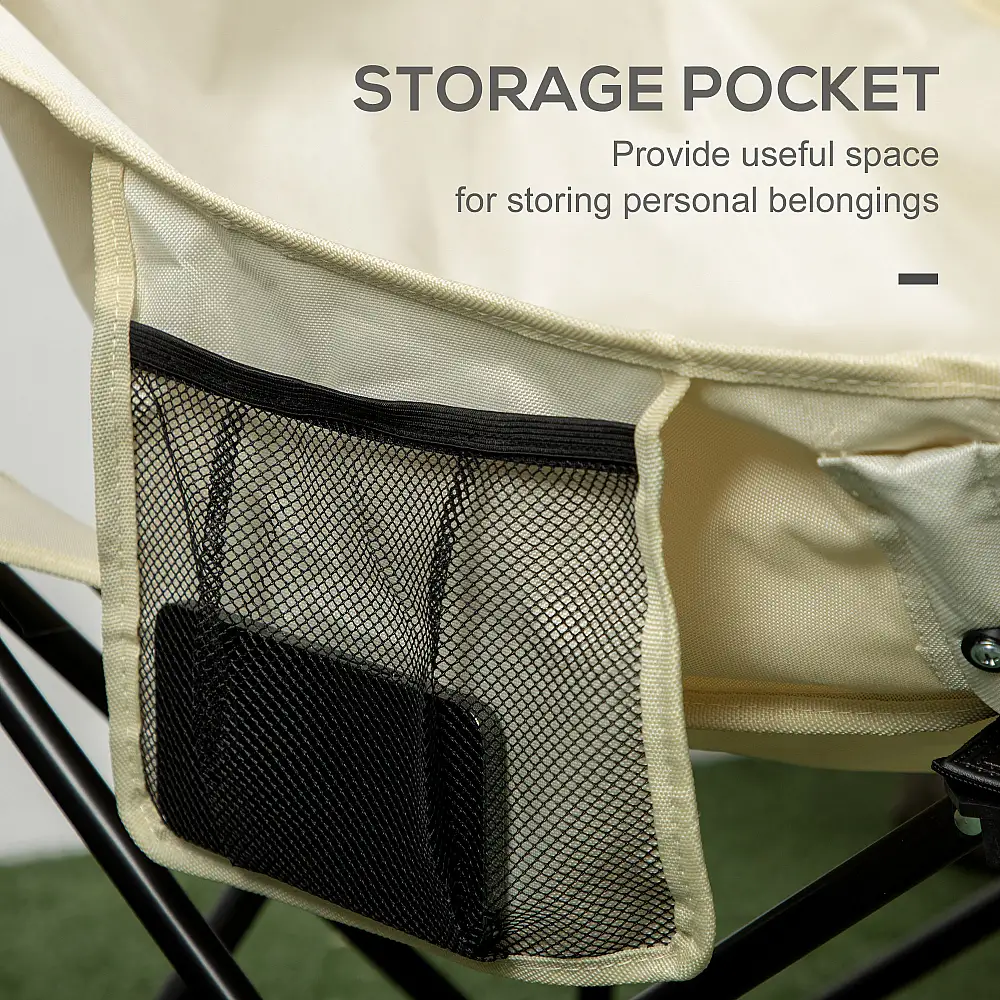Outsunny Oxford υφασμάτινη πτυσσόμενη καρέκλα κάμπινγκ με πλαϊνή τσέπη και τσάντα μεταφοράς, 61x54x66 cm A20-292V00WT