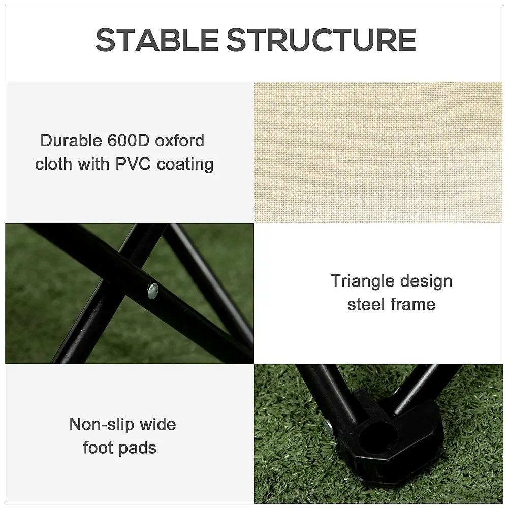 Outsunny Oxford υφασμάτινη πτυσσόμενη καρέκλα κάμπινγκ με πλαϊνή τσέπη και τσάντα μεταφοράς, 61x54x66 cm A20-292V00WT