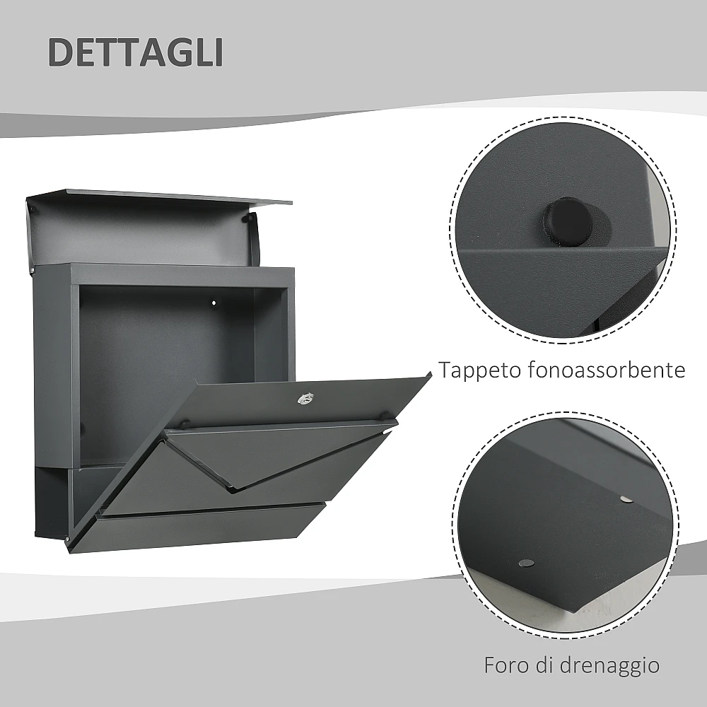 Μεταλλικό Γραμματοκιβώτιο 37 x 10.5 x 37 cm HOMCOM B80-011V00CG Μεταλλικό Γραμματοκιβώτιο 37 x 10.5 x 37 cm HOMCOM B80-011V00CG