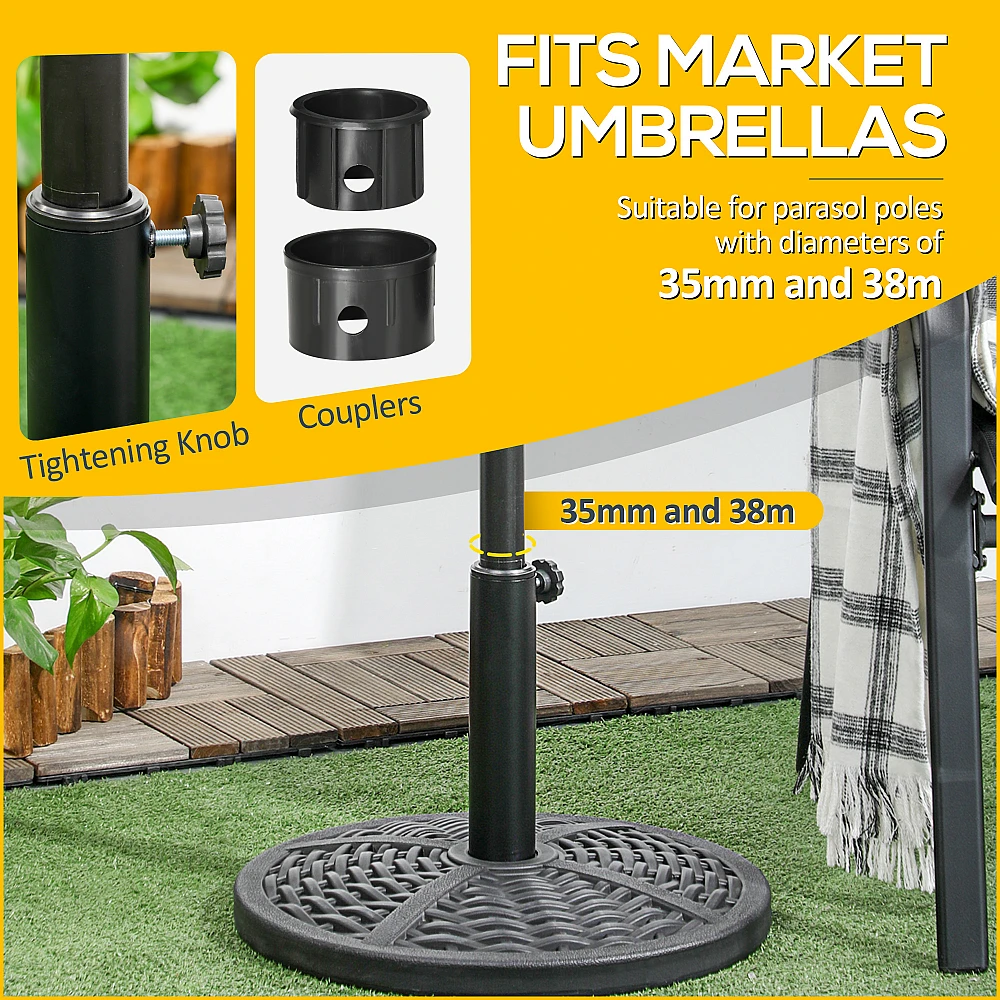 Outsunny Round Rattan Effect Garden Base Parasol Ø45cm Βάρος 9,5kg, Μαύρο 84D-170V01BK Outsunny Round Rattan Effect Garden Base Parasol Ø45cm Βάρος 9,5kg, Μαύρο 84D-170V01BK