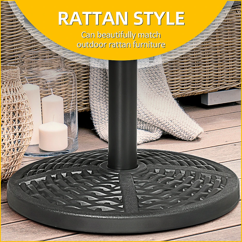 Outsunny Round Rattan Effect Garden Base Parasol Ø45cm Βάρος 9,5kg, Μαύρο 84D-170V01BK Outsunny Round Rattan Effect Garden Base Parasol Ø45cm Βάρος 9,5kg, Μαύρο 84D-170V01BK
