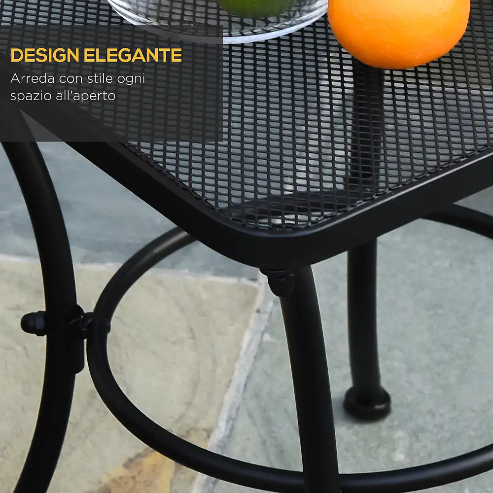 Τραπέζι σαλονιού Outsunny Square Steel Garden με διάτρητη κορυφή, 45x45x50 cm, μαύρο 84B-341