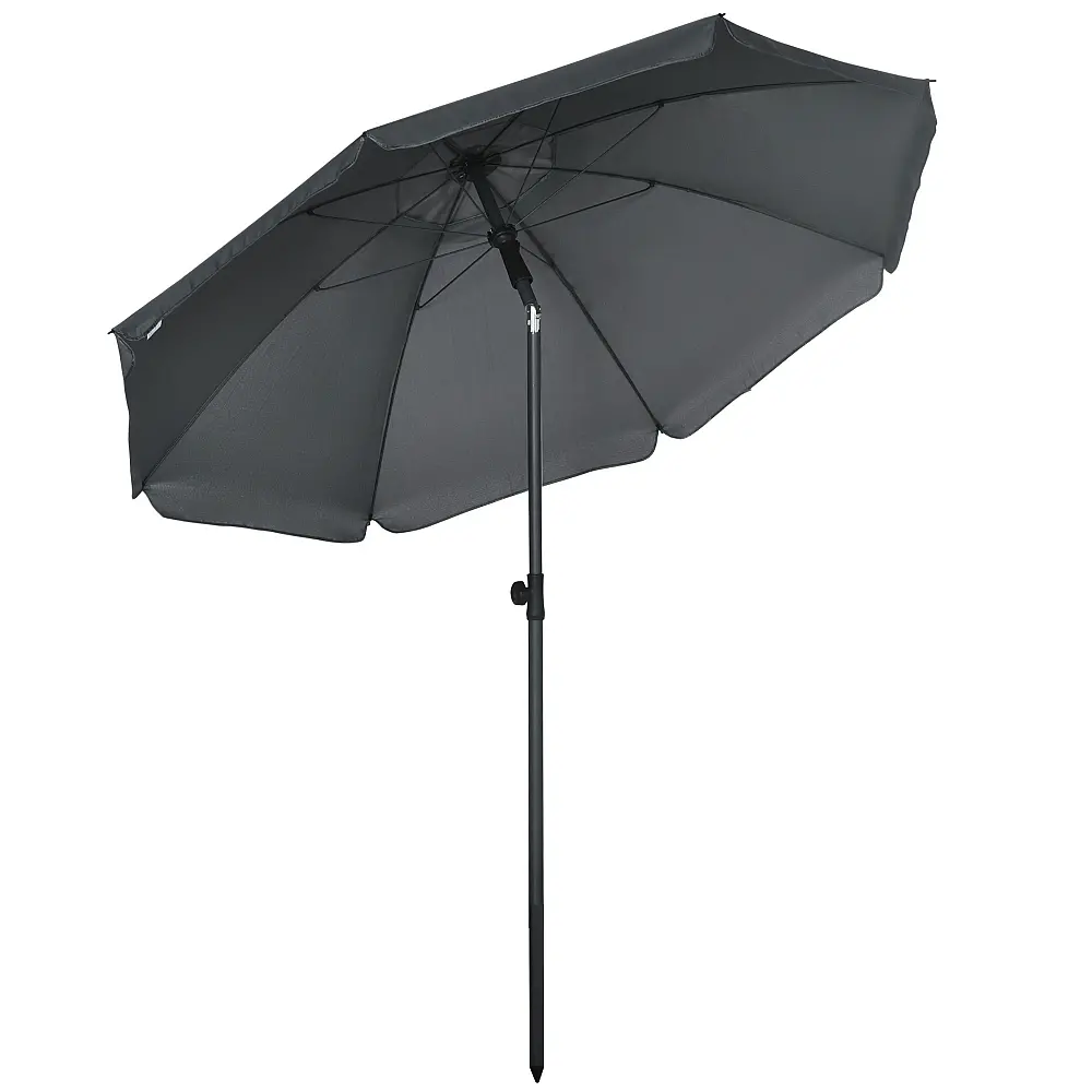 Outsunny Beach Parasol από πολυεστέρα και ατσάλι με ανακλινόμενο κουβούκλιο 45°, Ø180x209 cm, Γκρι 84D-221V00CG Outsunny Beach Parasol από πολυεστέρα και ατσάλι με ανακλινόμενο κουβούκλιο 45°, Ø180x209 cm, Γκρι 84D-221V00CG