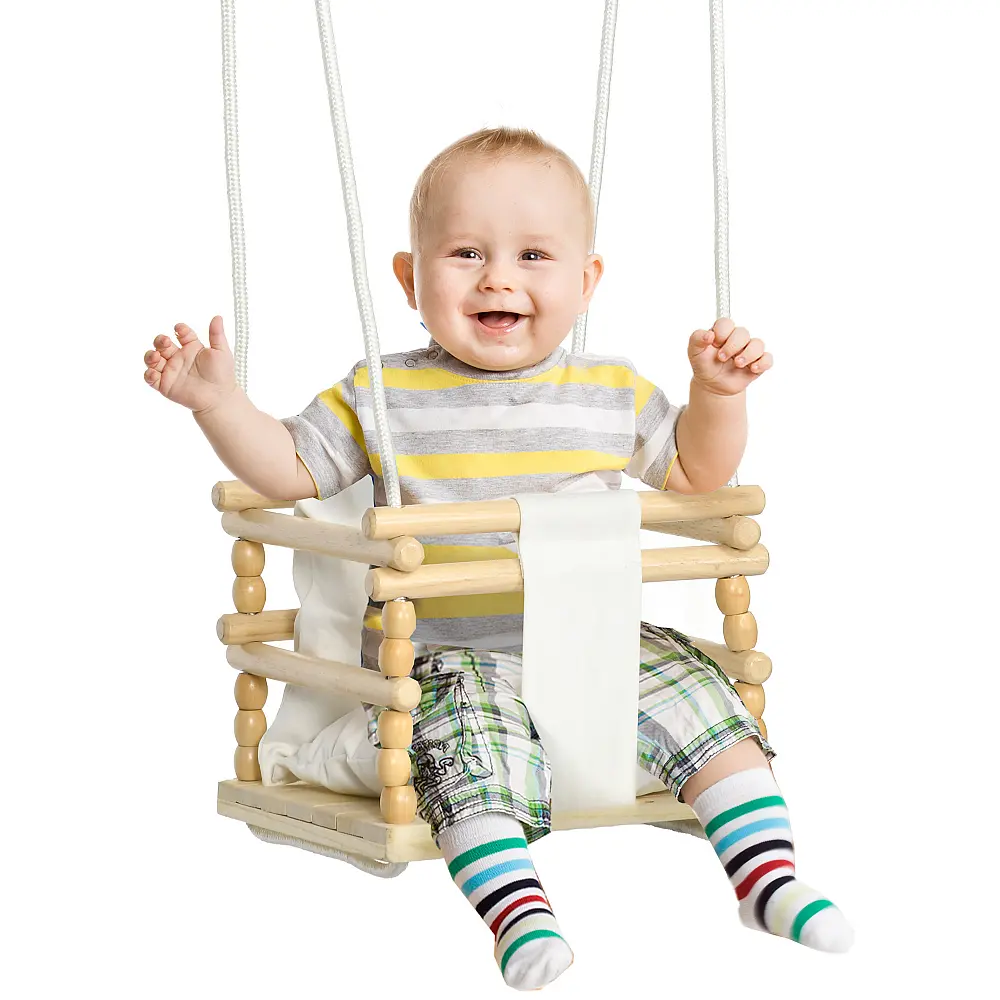 AIYAPLAY Baby Swing 9-36 μηνών από ξύλο και βαμβάκι με ρυθμιζόμενο σχοινί και μαξιλάρι, 30x30x110-180 cm 331-032V00WT AIYAPLAY Baby Swing 9-36 μηνών από ξύλο και βαμβάκι με ρυθμιζόμενο σχοινί και μαξιλάρι, 30x30x110-180 cm 331-032V00WT