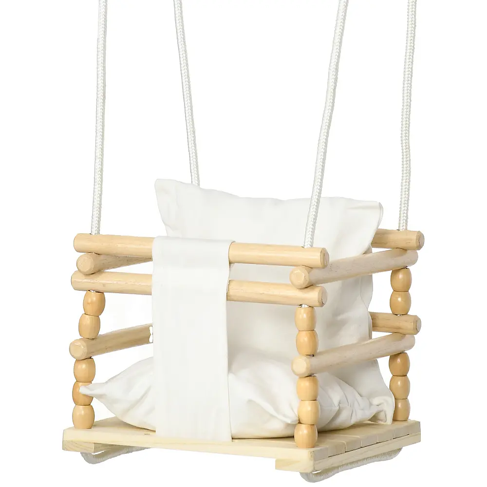 AIYAPLAY Baby Swing 9-36 μηνών από ξύλο και βαμβάκι με ρυθμιζόμενο σχοινί και μαξιλάρι, 30x30x110-180 cm 331-032V00WT AIYAPLAY Baby Swing 9-36 μηνών από ξύλο και βαμβάκι με ρυθμιζόμενο σχοινί και μαξιλάρι, 30x30x110-180 cm 331-032V00WT
