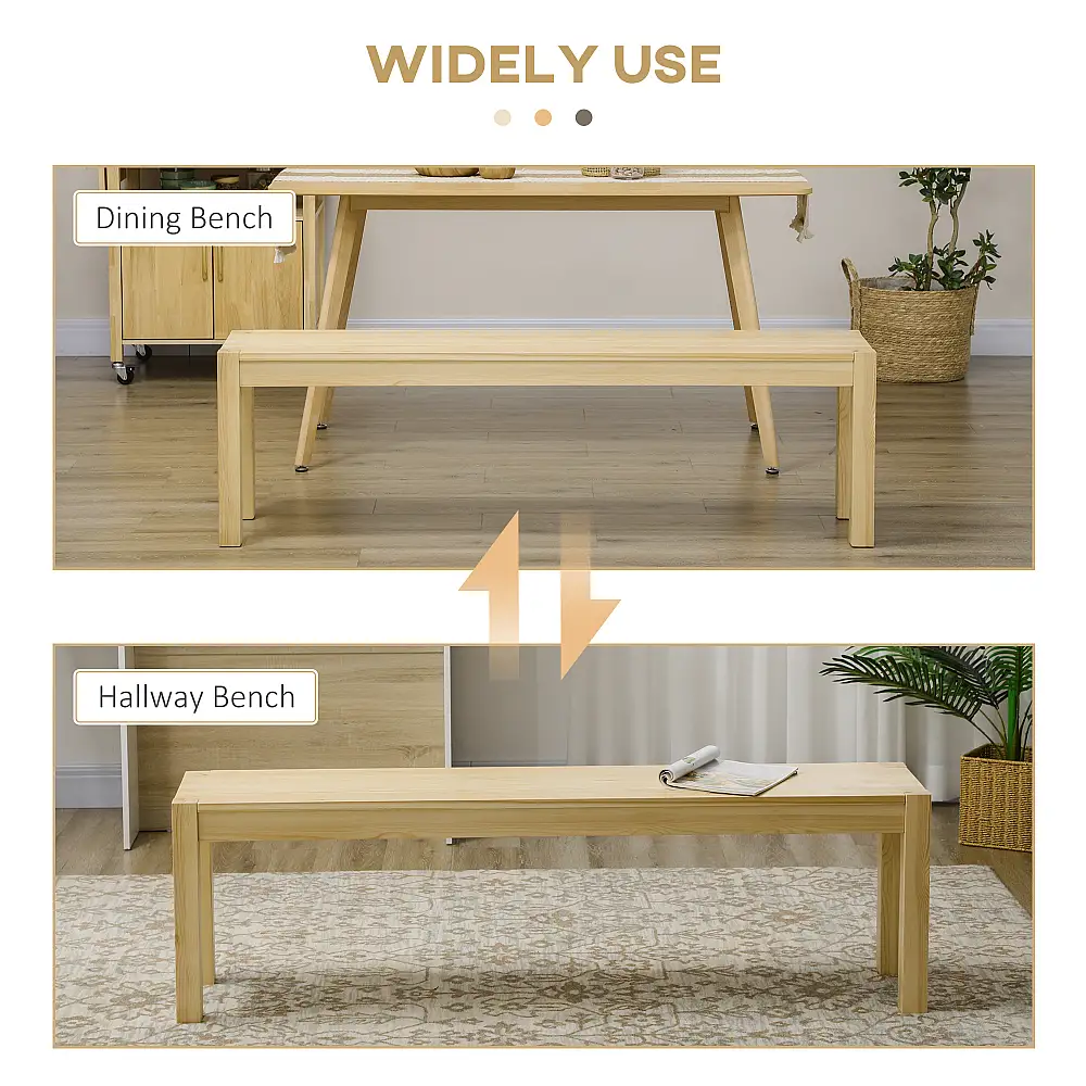 HOMCOM Πάγκος κουζίνας από πεύκο για 3 άτομα, 150Lx33x45cm, χρώμα ξύλου 837-335V00ND