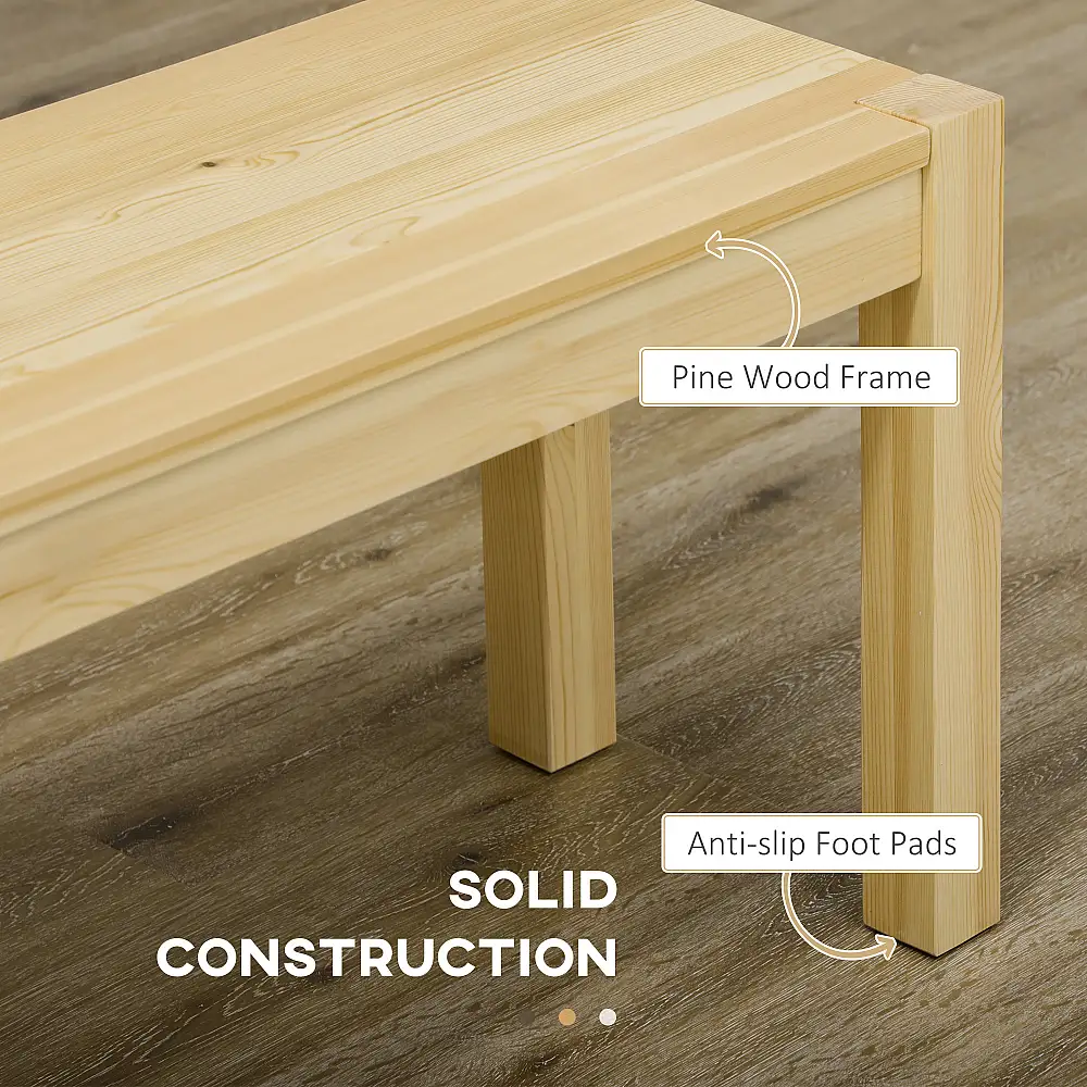 HOMCOM Πάγκος κουζίνας από πεύκο για 3 άτομα, 150Lx33x45cm, χρώμα ξύλου 837-335V00ND