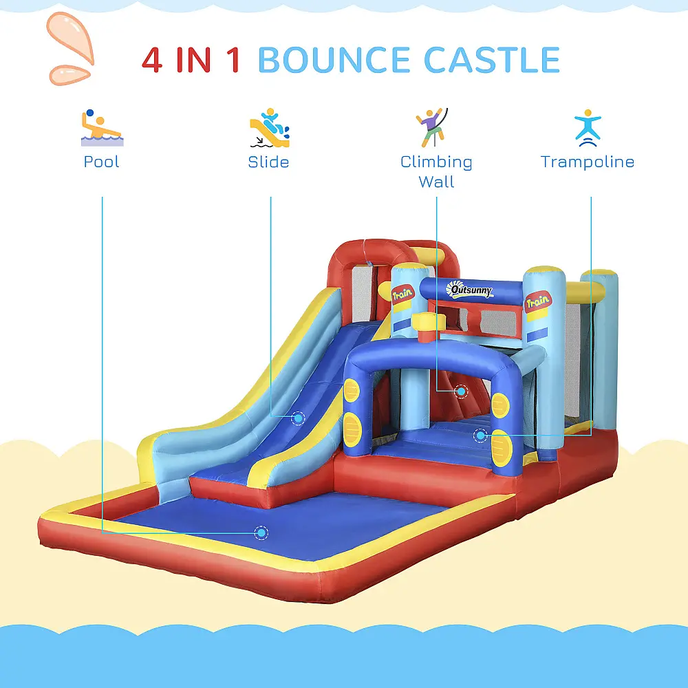 Outsunny Bouncy Castle για παιδιά 3-8 ετών με τραμπολίνο, τσουλήθρα και πισίνα, 435x245x200 cm 342-058V90 Outsunny Bouncy Castle για παιδιά 3-8 ετών με τραμπολίνο, τσουλήθρα και πισίνα, 435x245x200 cm 342-058V90