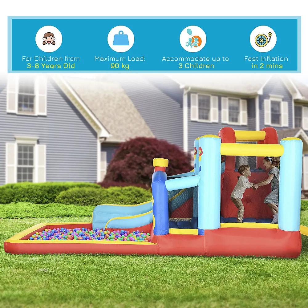 Outsunny Bouncy Castle για παιδιά 3-8 ετών με τραμπολίνο, τσουλήθρα και πισίνα, 435x245x200 cm 342-058V90 Outsunny Bouncy Castle για παιδιά 3-8 ετών με τραμπολίνο, τσουλήθρα και πισίνα, 435x245x200 cm 342-058V90