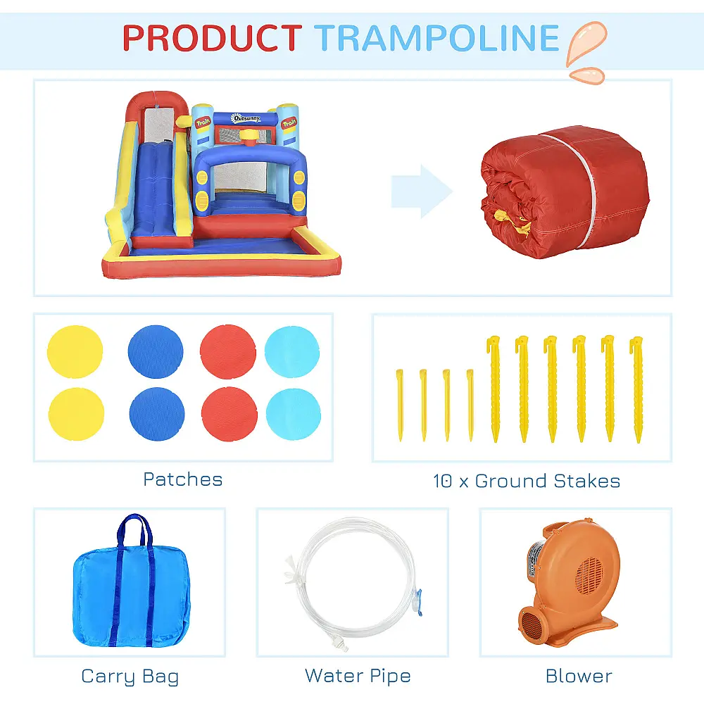 Outsunny Bouncy Castle για παιδιά 3-8 ετών με τραμπολίνο, τσουλήθρα και πισίνα, 435x245x200 cm 342-058V90 Outsunny Bouncy Castle για παιδιά 3-8 ετών με τραμπολίνο, τσουλήθρα και πισίνα, 435x245x200 cm 342-058V90