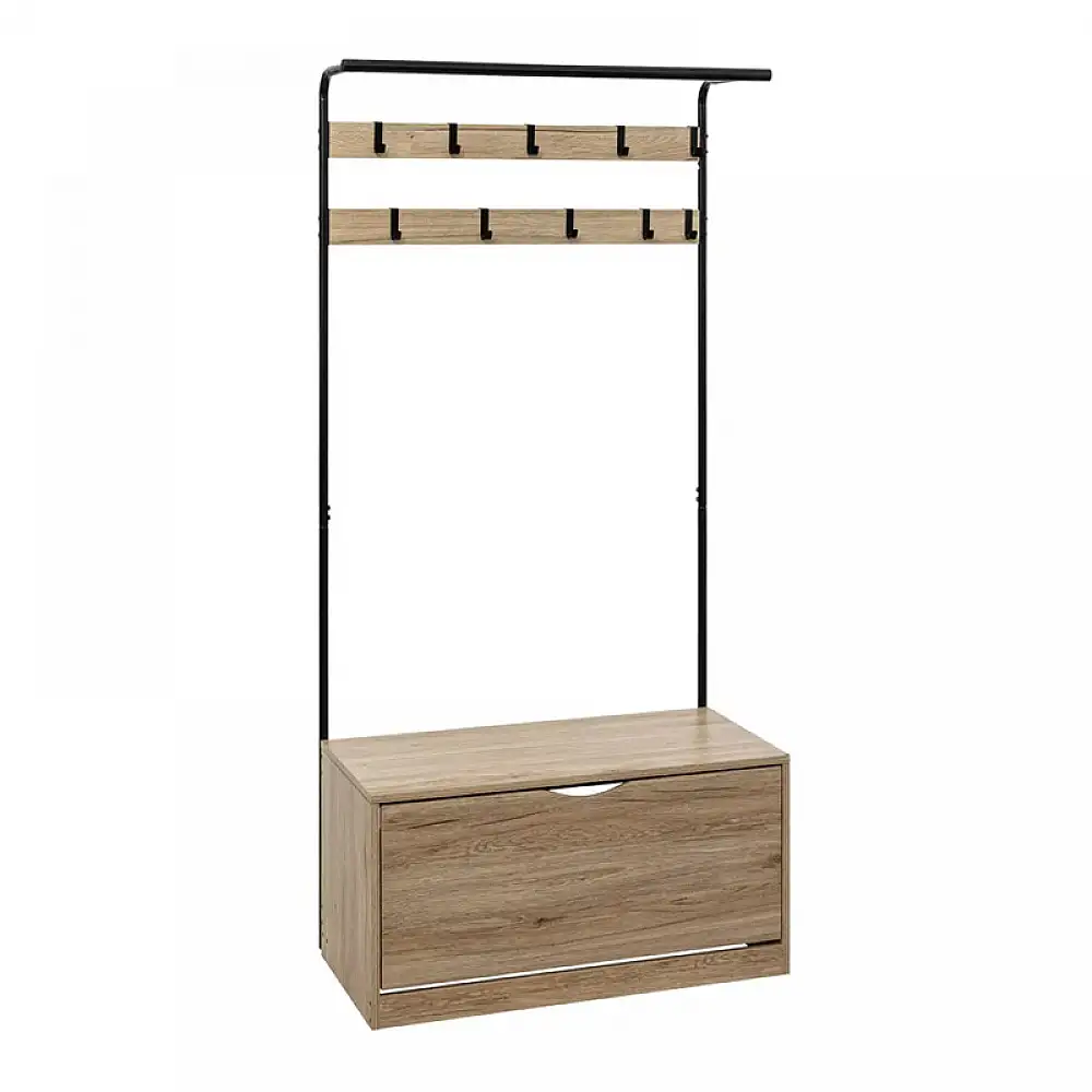 Ξύλινο Έπιπλο Εισόδου με Παπουτσοθήκη και 10 Κρεμάστρες 80 x 35 x 175 cm 5Five Simply Smart 193428