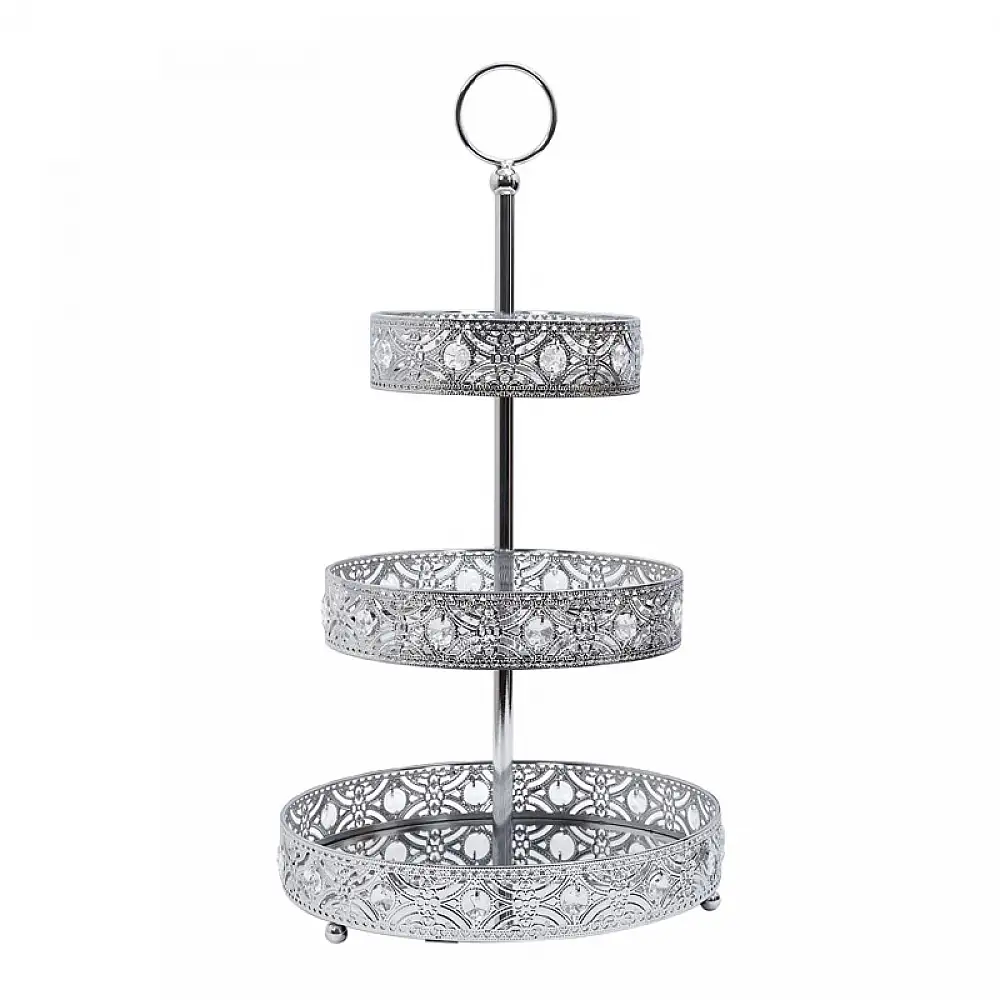 Μεταλλική Εταζέρα 3 Ορόφων 43 cm Χρώματος Ασημί Home Deco Factory KA0113