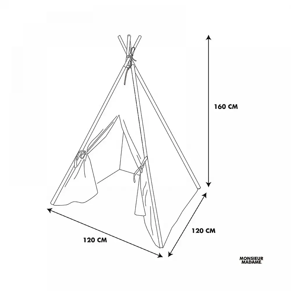 Παιδική Ινδιάνικη Σκηνή 120 x 120 x 160 cm Χρώματος Μπλε Monsieur Madame MM3371