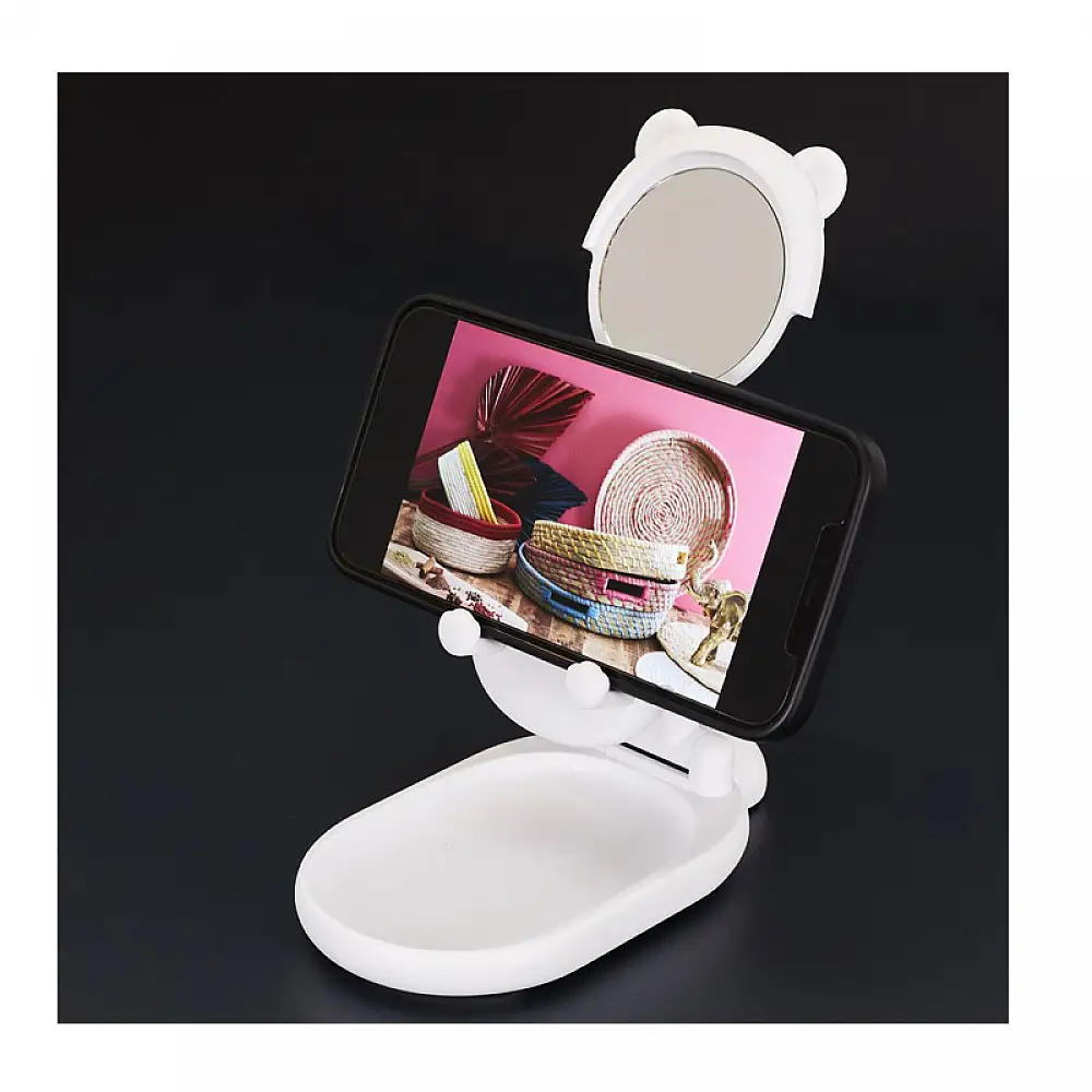Αναδιπλούμενη Βάση για Smartphone με Καθρέπτη 16 x 8.5 x 3 cm Χρώματος Λευκό The Concept Factory HT2184