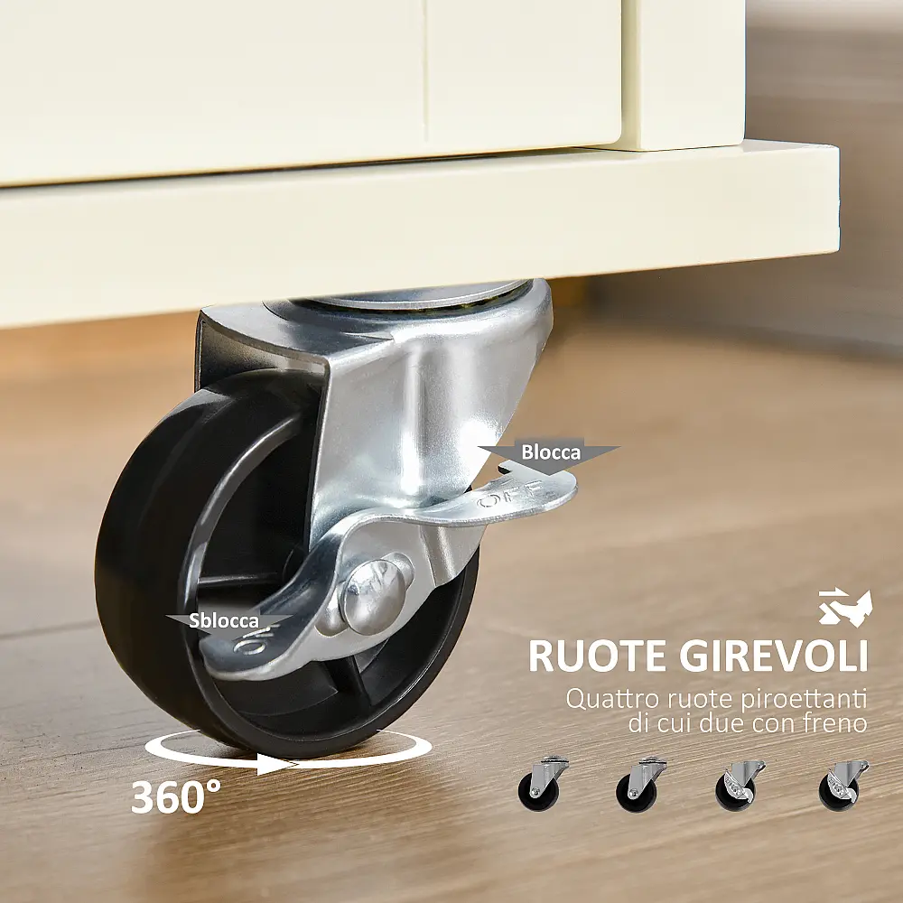 HOMCOM Kitchen Island για σκεύη και αξεσουάρ με συρτάρια, ντουλάπι και κρεμάστρα για πετσέτες, 110x49,5x89,5 cm, Λευκό 801-171 HOMCOM Kitchen Island για σκεύη και αξεσουάρ με συρτάρια, ντουλάπι και κρεμάστρα για πετσέτες, 110x49,5x89,5 cm, Λευκό 801-171