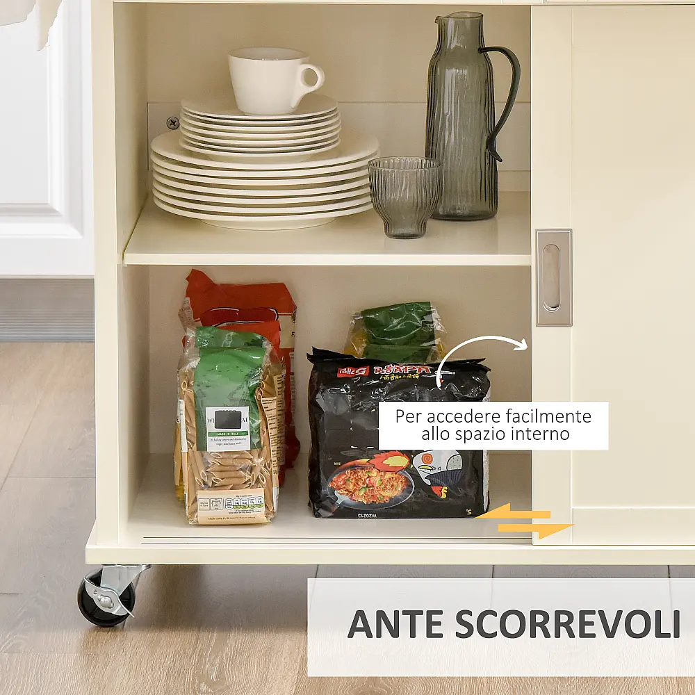 HOMCOM Kitchen Island για σκεύη και αξεσουάρ με συρτάρια, ντουλάπι και κρεμάστρα για πετσέτες, 110x49,5x89,5 cm, Λευκό 801-171 HOMCOM Kitchen Island για σκεύη και αξεσουάρ με συρτάρια, ντουλάπι και κρεμάστρα για πετσέτες, 110x49,5x89,5 cm, Λευκό 801-171
