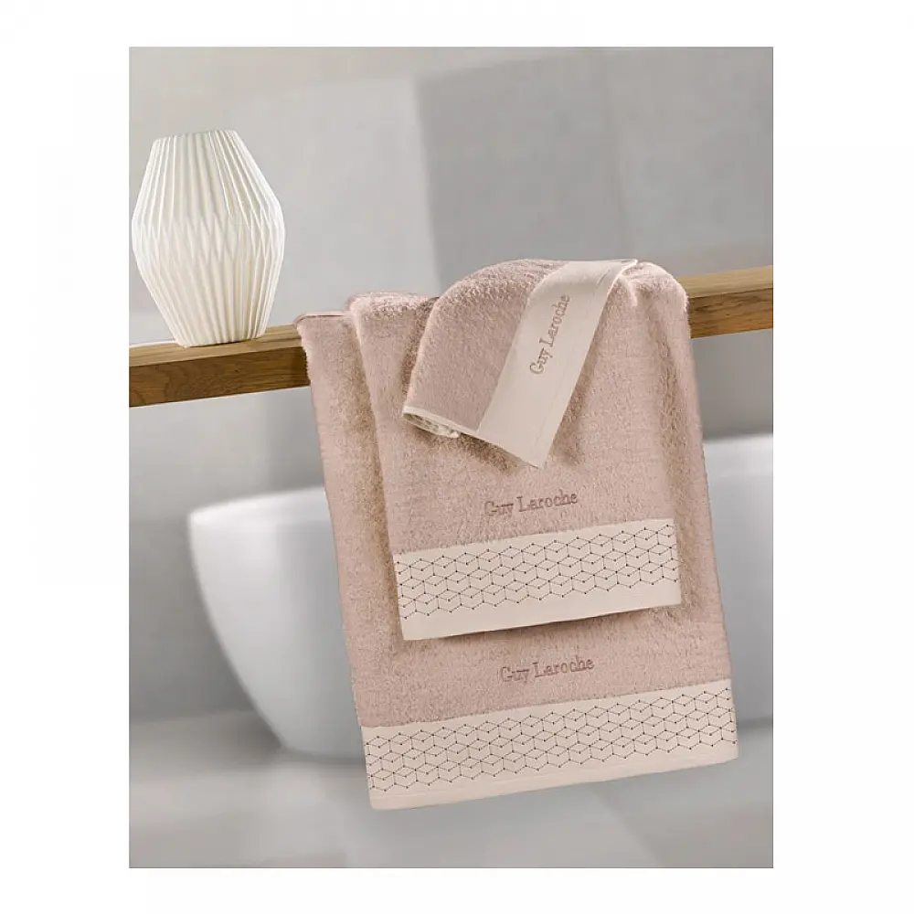 Σετ με 3 Πετσέτες Μπάνιου 100% Βαμβάκι Atelier Old Pink Guy Laroche 1122090222006
