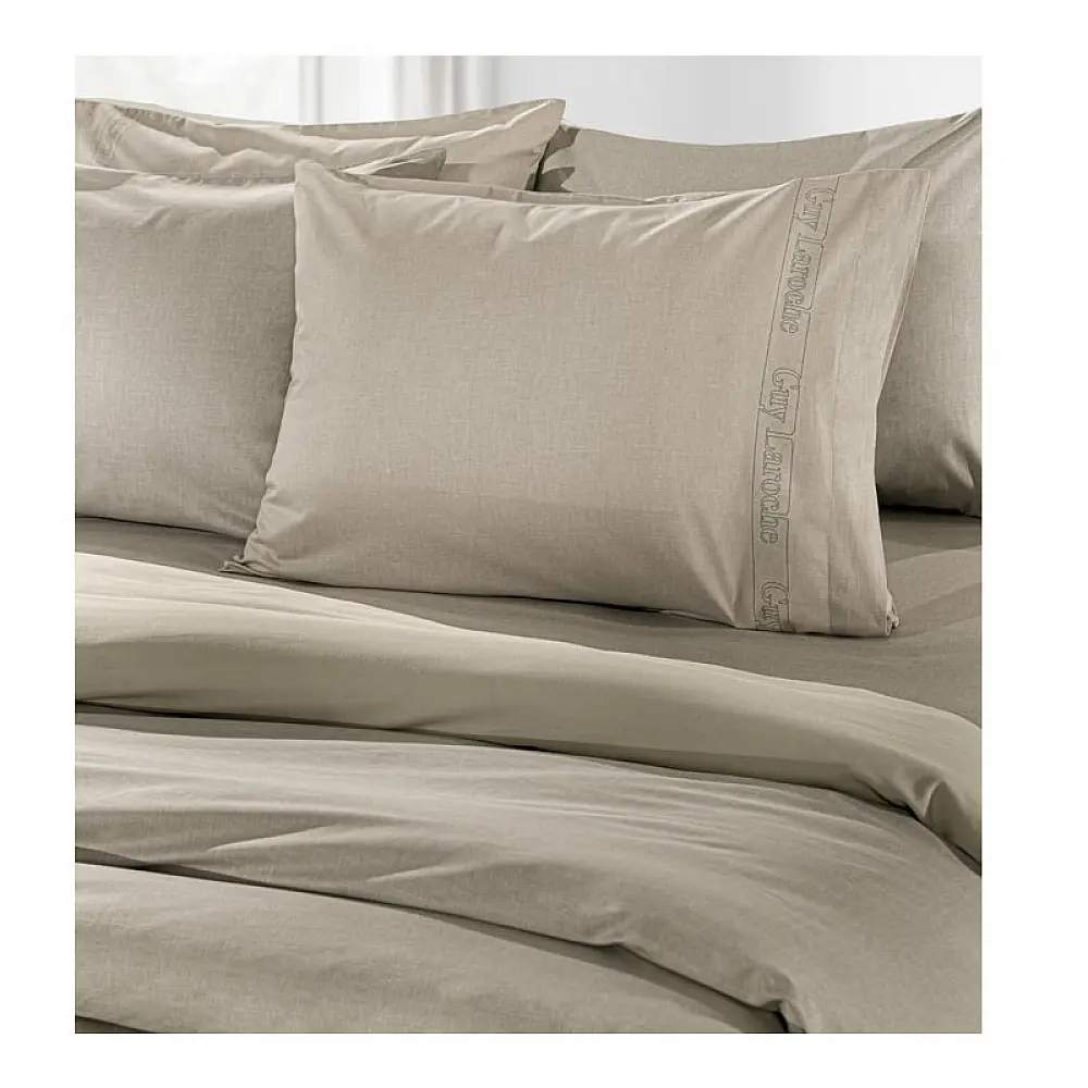Σεντόνι Διπλό 200 x 265 cm 100% Βαμβάκι Περκάλι Color Plus Taupe Guy Laroche 1110092123080