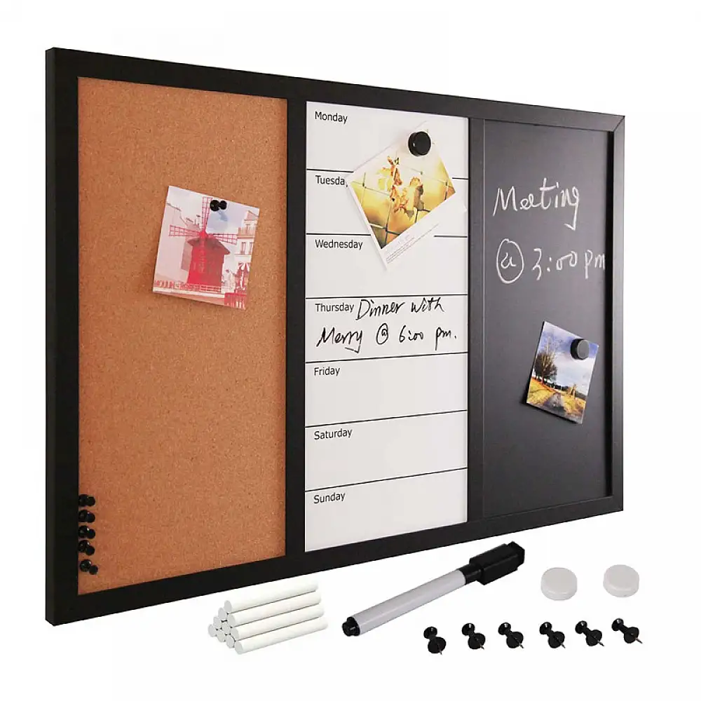 Πίνακας Ανακοινώσεων Μαγνητικός - Μαυροπίνακας και Φελλού 3 σε 1 60 x 40 cm Bakaji 02012500