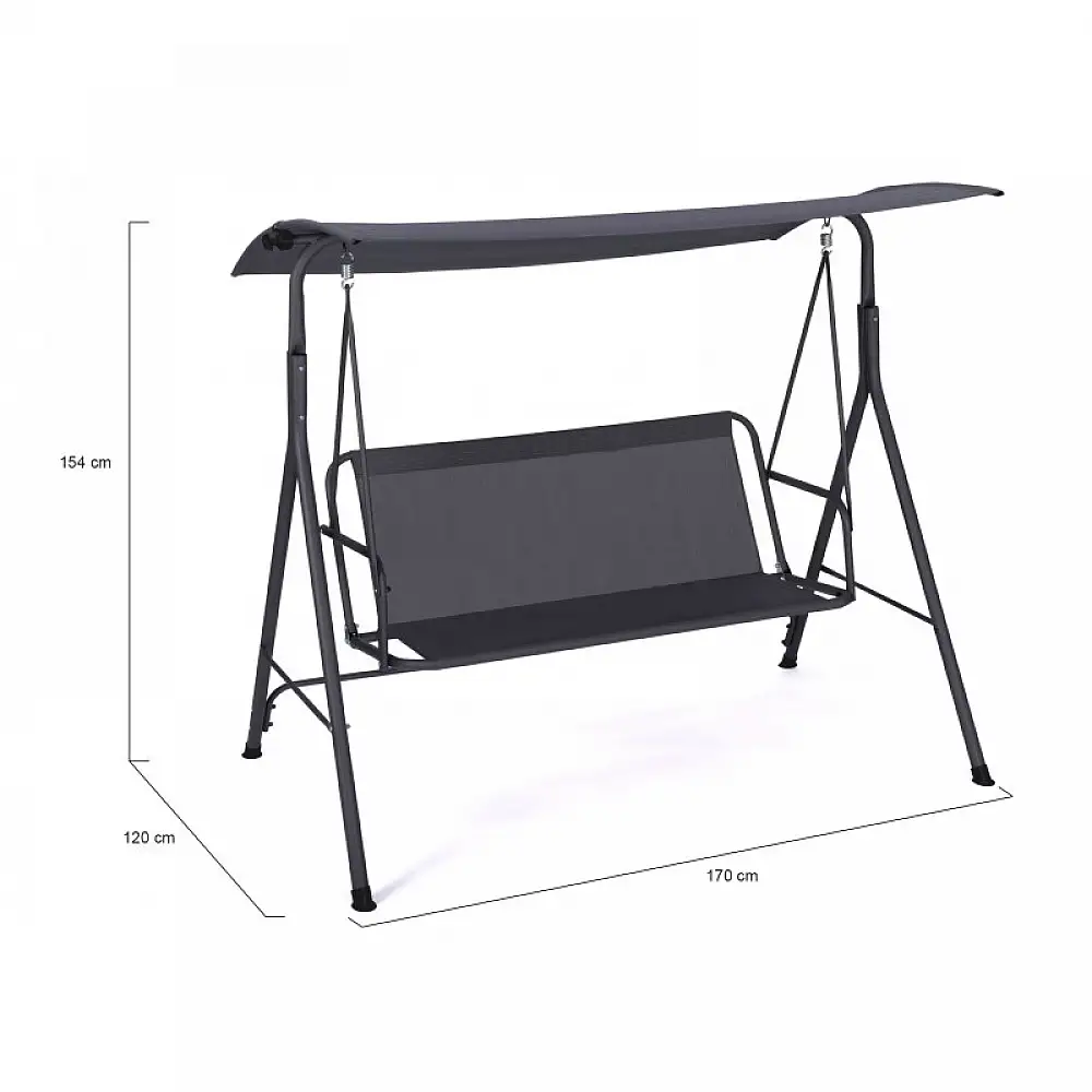 Μεταλλική Διθέσια Κούνια Εξωτερικού Χώρου με Κεκλιμένη Οροφή 170 x 120 x 154 cm Inkazen 40044268