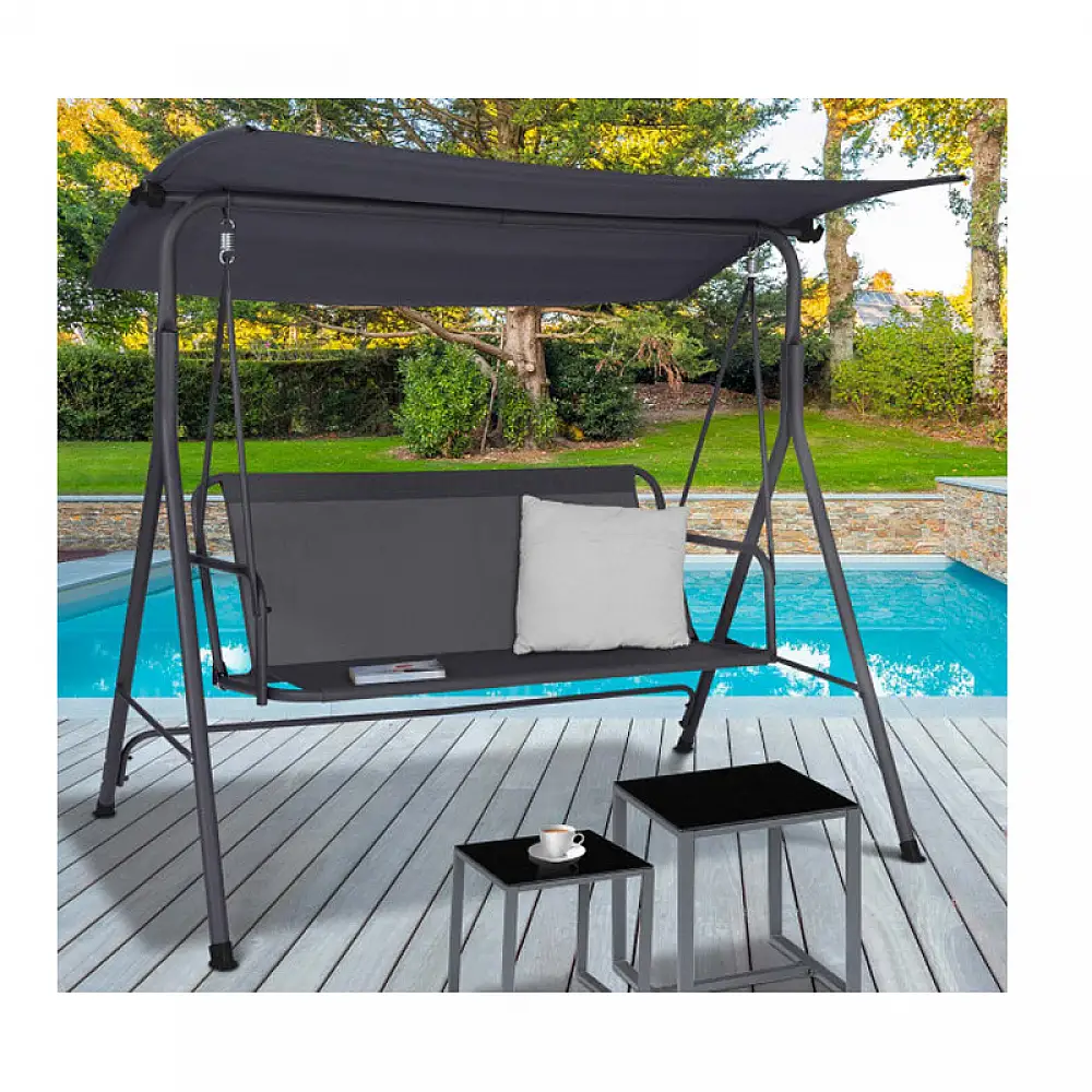 Μεταλλική Διθέσια Κούνια Εξωτερικού Χώρου με Κεκλιμένη Οροφή 170 x 120 x 154 cm Inkazen 40044268