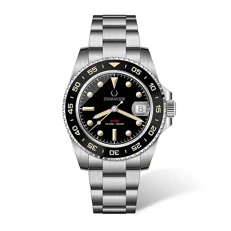 Ρολόι με Μεταλλικό Μπρασελέ Unisex Diver Forest Steinmaster Μαύρο 030027