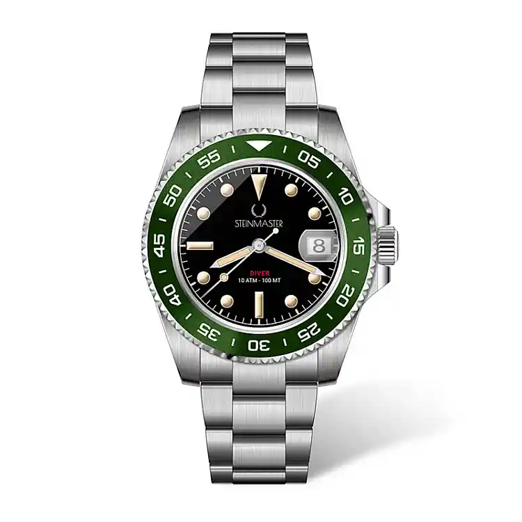 Ρολόι με Μεταλλικό Μπρασελέ Unisex Diver Cave Steinmaster Πράσινο 030026