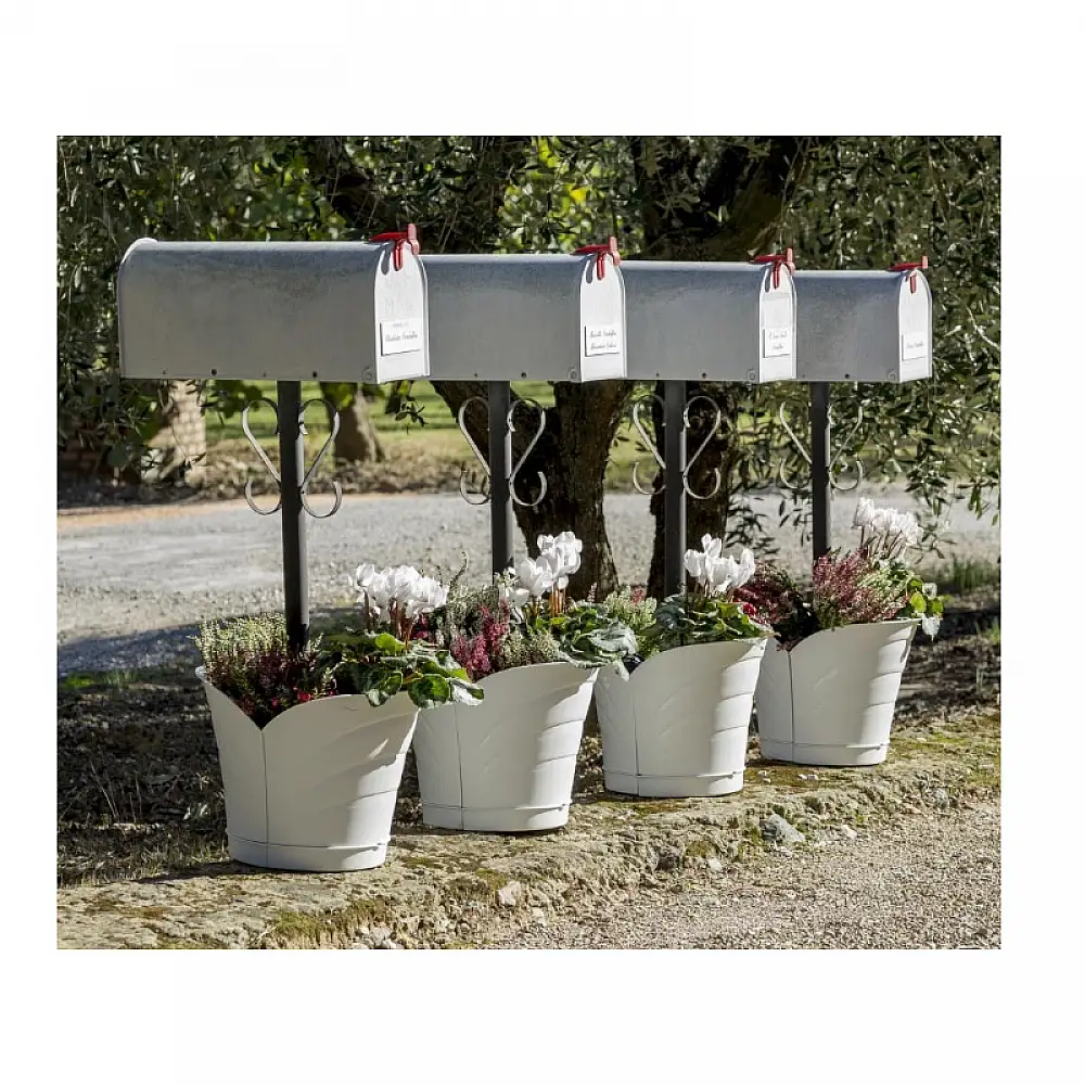 Σετ Πλαστικές Ημικυκλικές Κρεμαστές Γλάστρες 5 Lt 34.5 x 19 x 30 cm 4 τμχ Λευκό Tulipano Bama 30516
