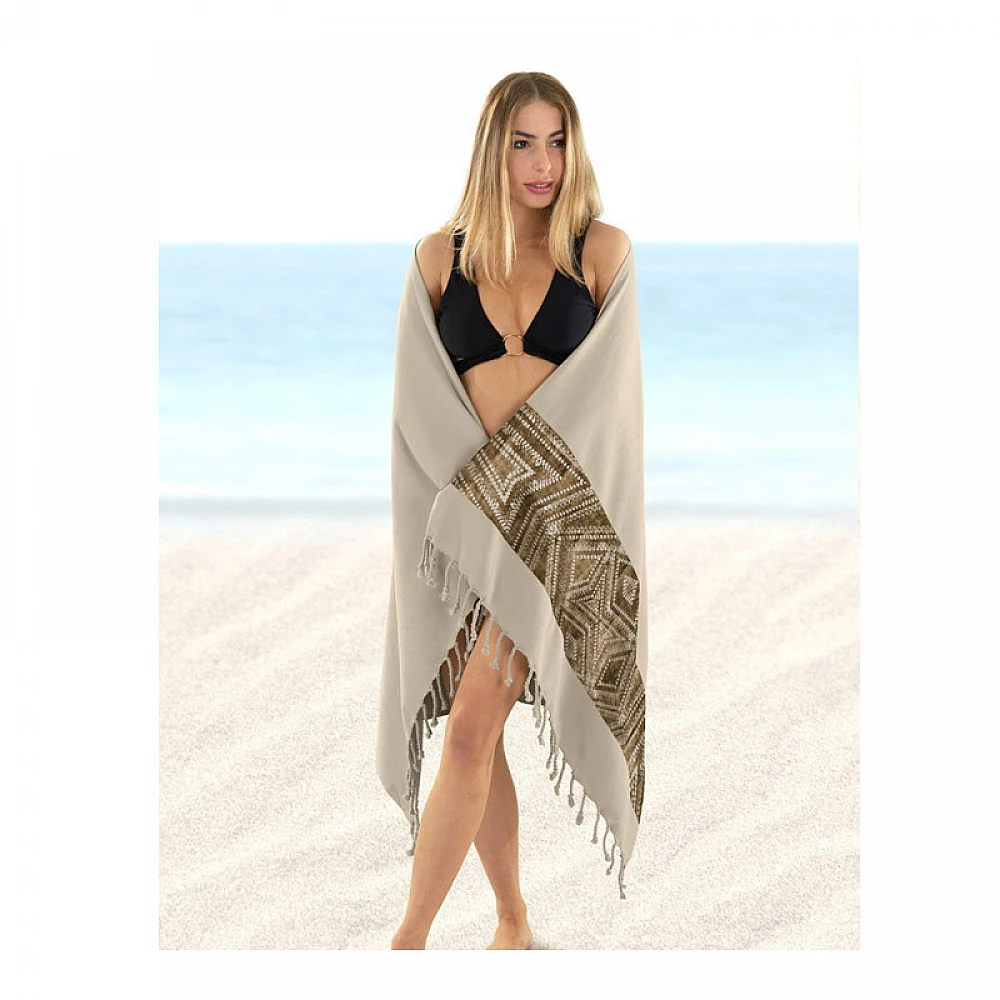 Πετσέτα Θαλάσσης 100% Βαμβάκι 90 x 170 cm Pestemal 16 Beige Guy Laroche 1130030122016