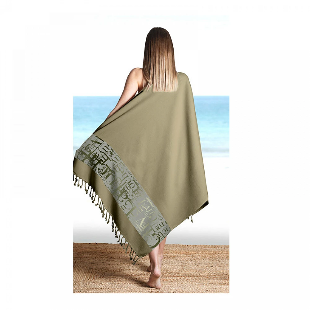 Πετσέτα Θαλάσσης 100% Βαμβάκι 90 x 170 cm Pestemal 12 Khaki Guy Laroche 1130030122011