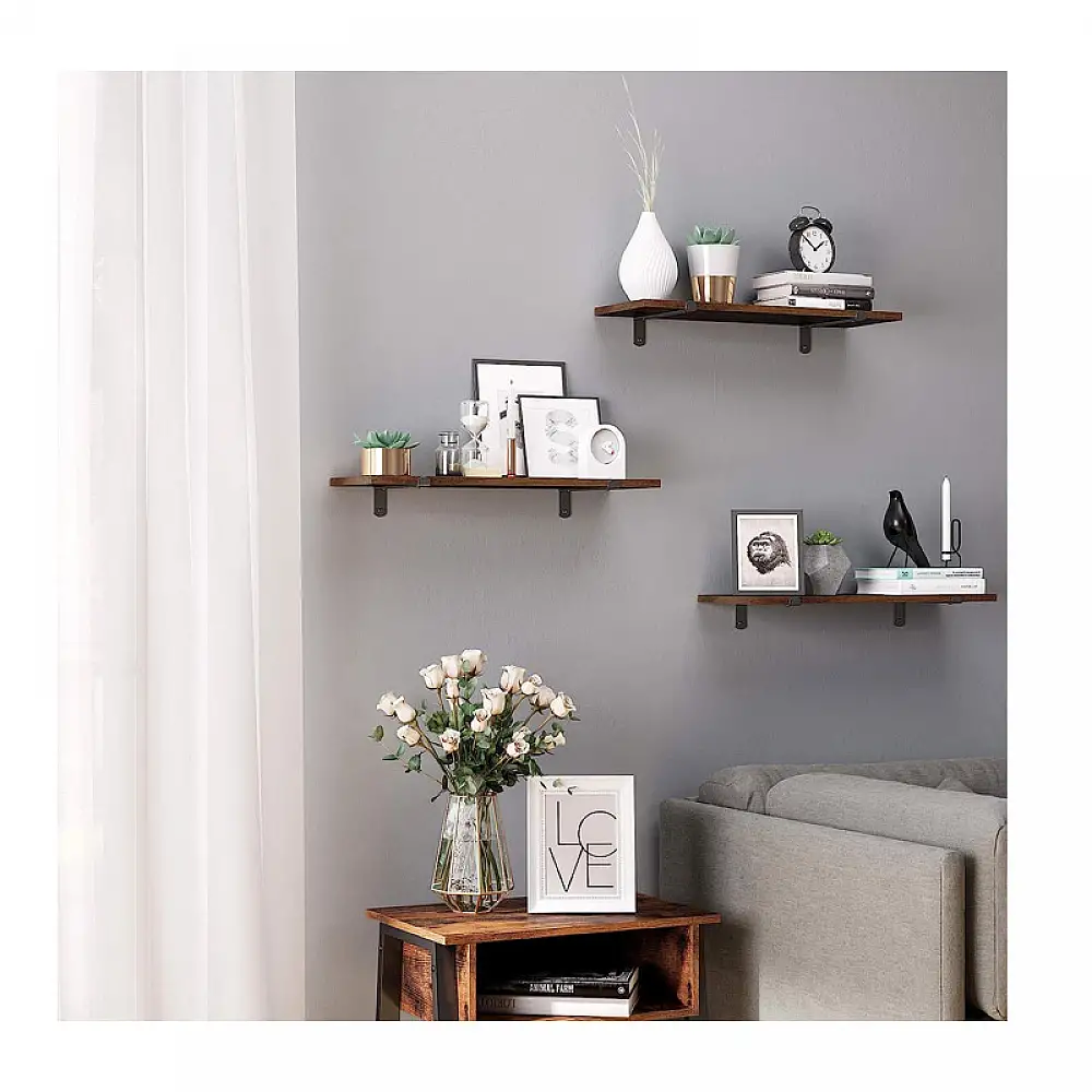 Σετ Επιτοίχια Ξύλινα Ράφια 60 x 20 x 7 cm 2 τμχ Songmics LWS04NB