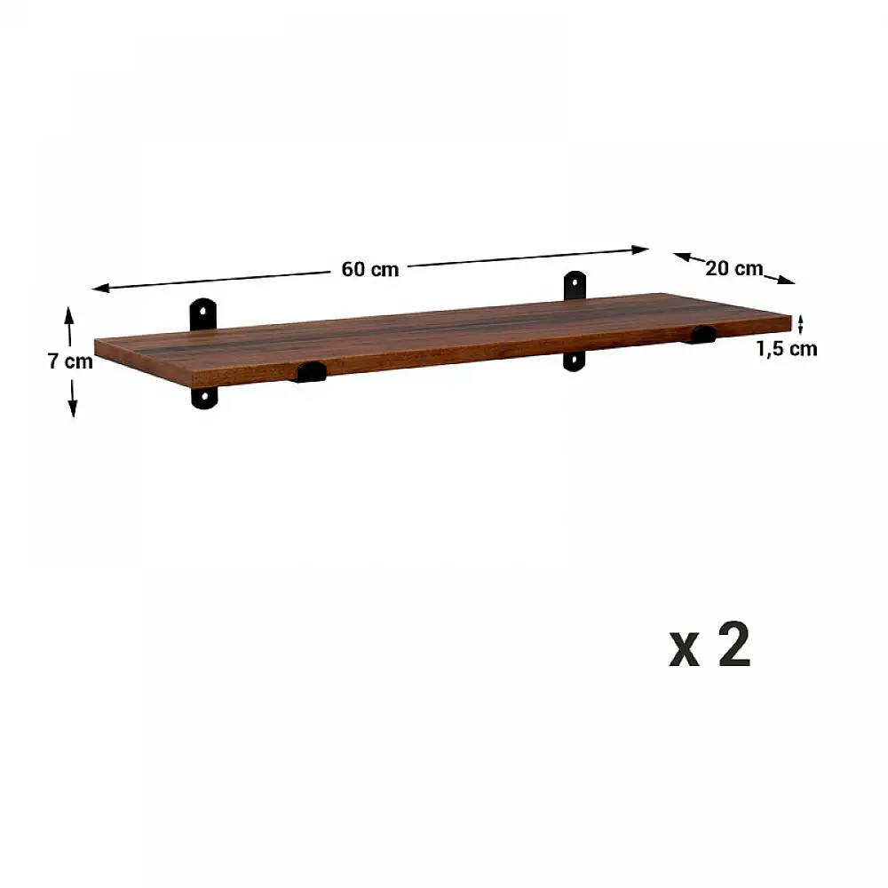 Σετ Επιτοίχια Ξύλινα Ράφια 60 x 20 x 7 cm 2 τμχ Songmics LWS04NB