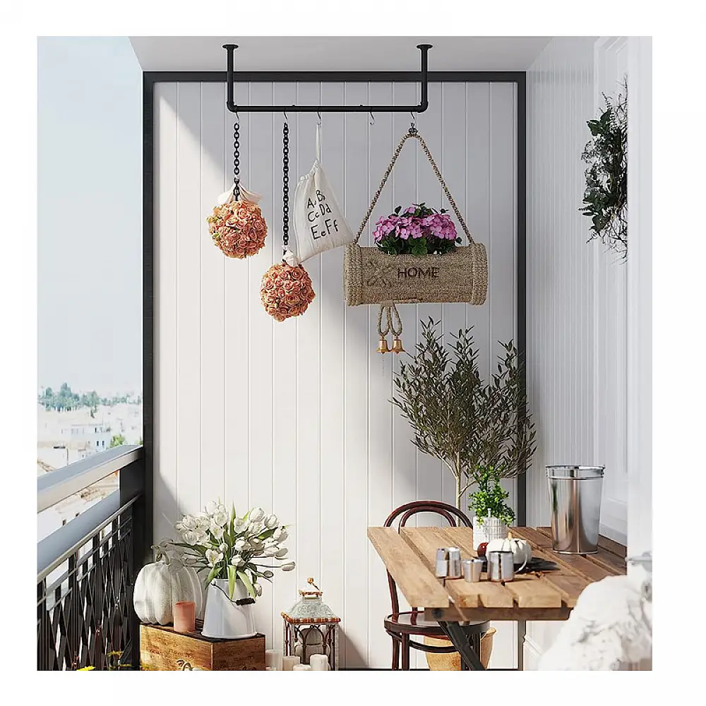 Επιτοίχια Μεταλλική Ράγα Ρούχων 92 x 30 x 7.5 cm Songmics HSR67BK