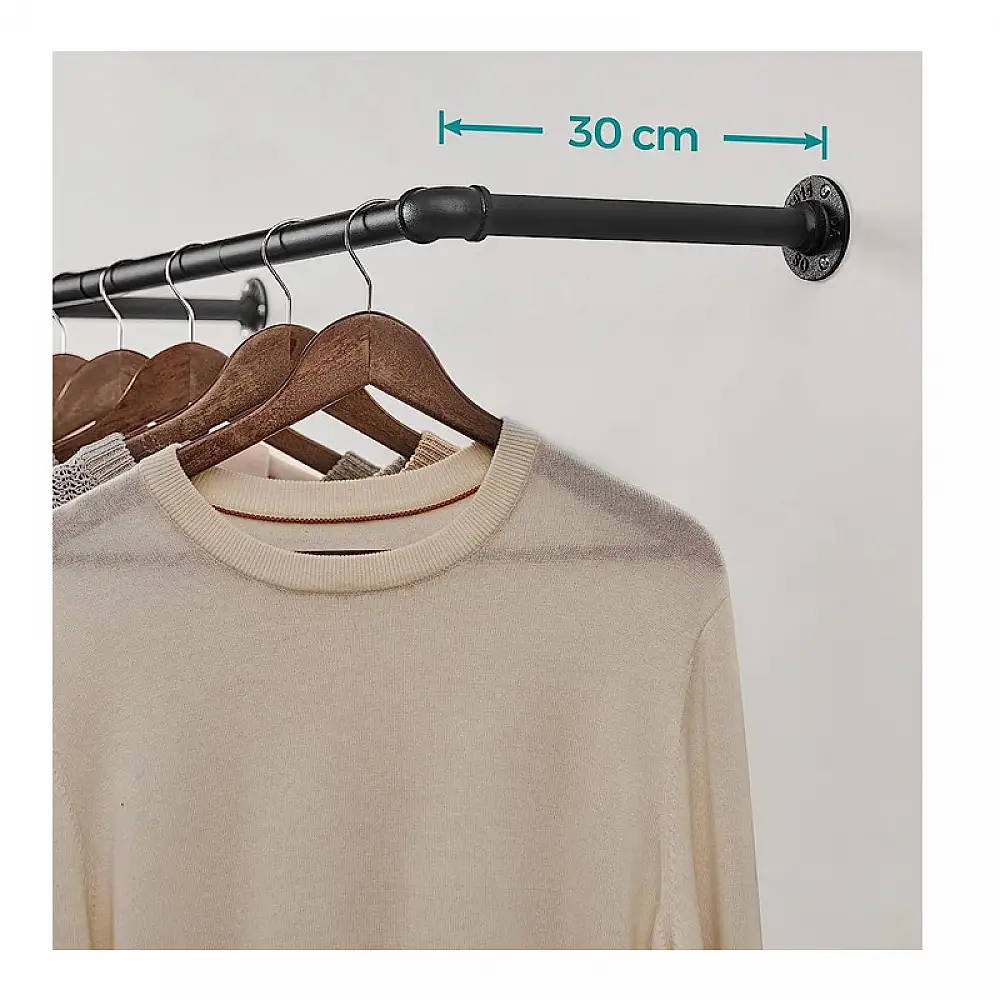 Επιτοίχια Μεταλλική Ράγα Ρούχων 92 x 30 x 7.5 cm Songmics HSR67BK