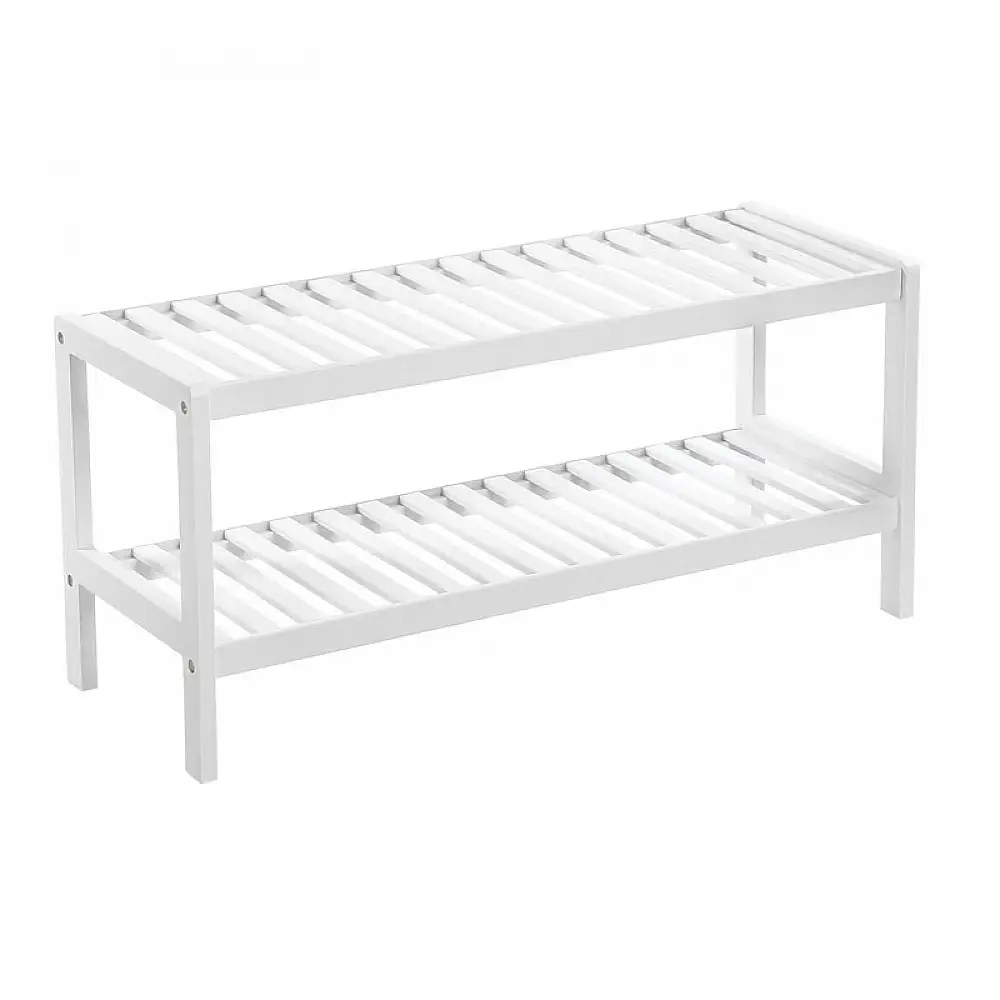 Ξύλινο Stand Αποθήκευσης Παπουτσιών με 2 Ράφια 70 x 26 x 33 cm Χρώματος Λευκό Songmics LBS02WT