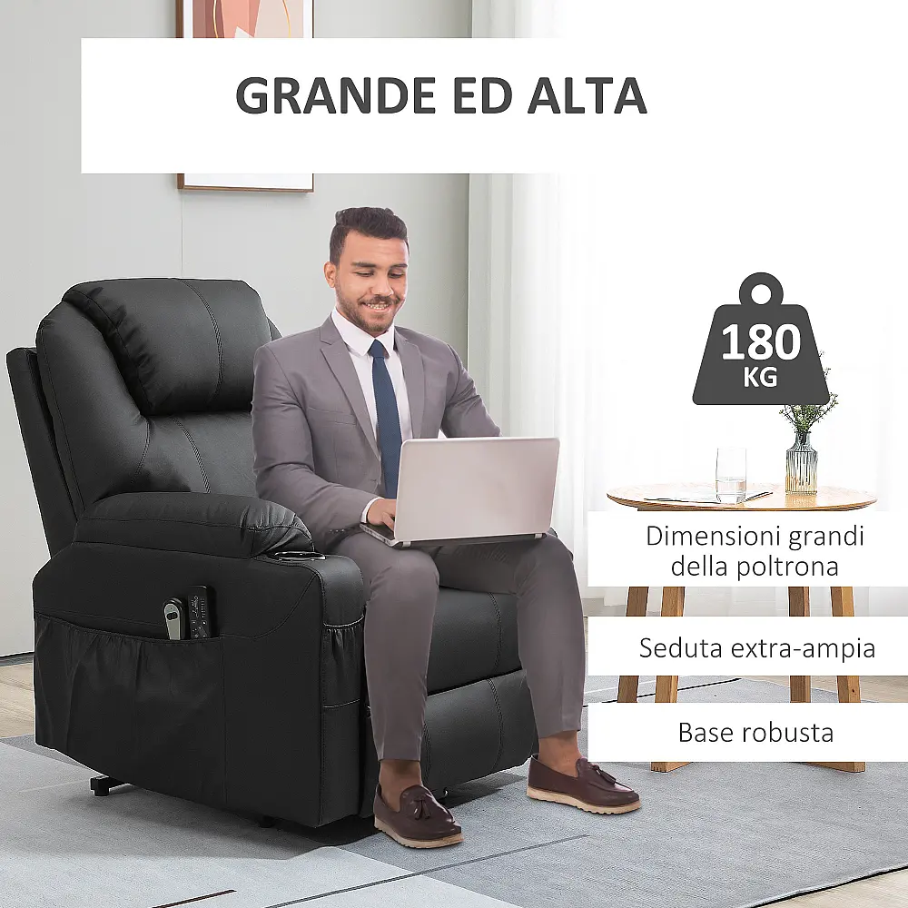 HOMCOM Lift Chair Max 135° Recliner με 8 πόντους μασάζ και στήριγμα ποδιών, 88x92x106 cm, Μαύρο 713-096BK HOMCOM Lift Chair Max 135° Recliner με 8 πόντους μασάζ και στήριγμα ποδιών, 88x92x106 cm, Μαύρο 713-096BK