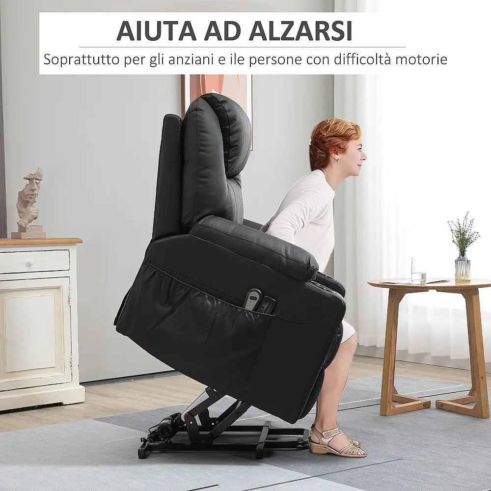 HOMCOM Lift Chair Max 135° Recliner με 8 πόντους μασάζ και στήριγμα ποδιών, 88x92x106 cm, Μαύρο 713-096BK HOMCOM Lift Chair Max 135° Recliner με 8 πόντους μασάζ και στήριγμα ποδιών, 88x92x106 cm, Μαύρο 713-096BK