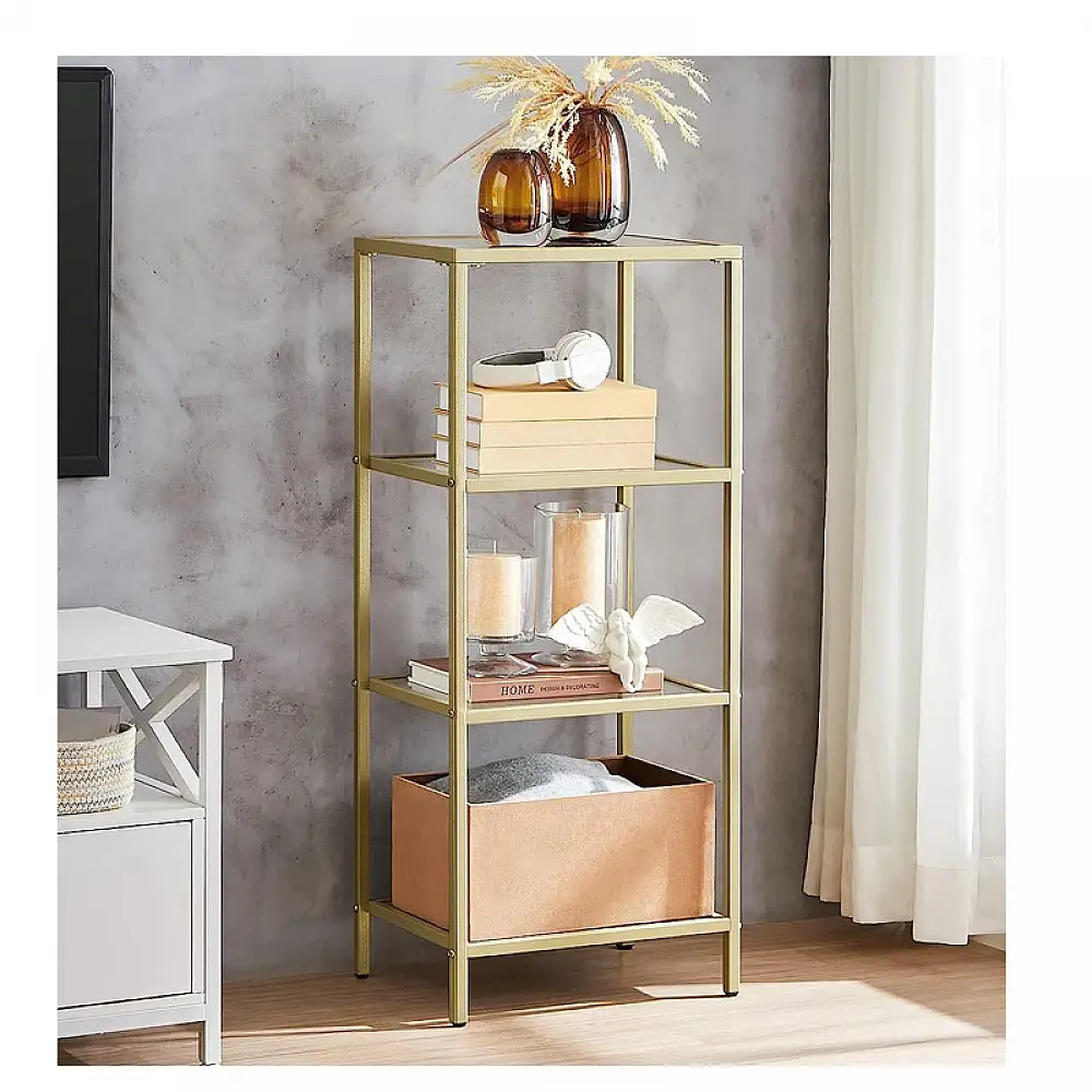 Μεταλλική Ραφιέρα με 4 Γυάλινα Ράφια 30 x 40 x 95 cm VASAGLE LGT28G