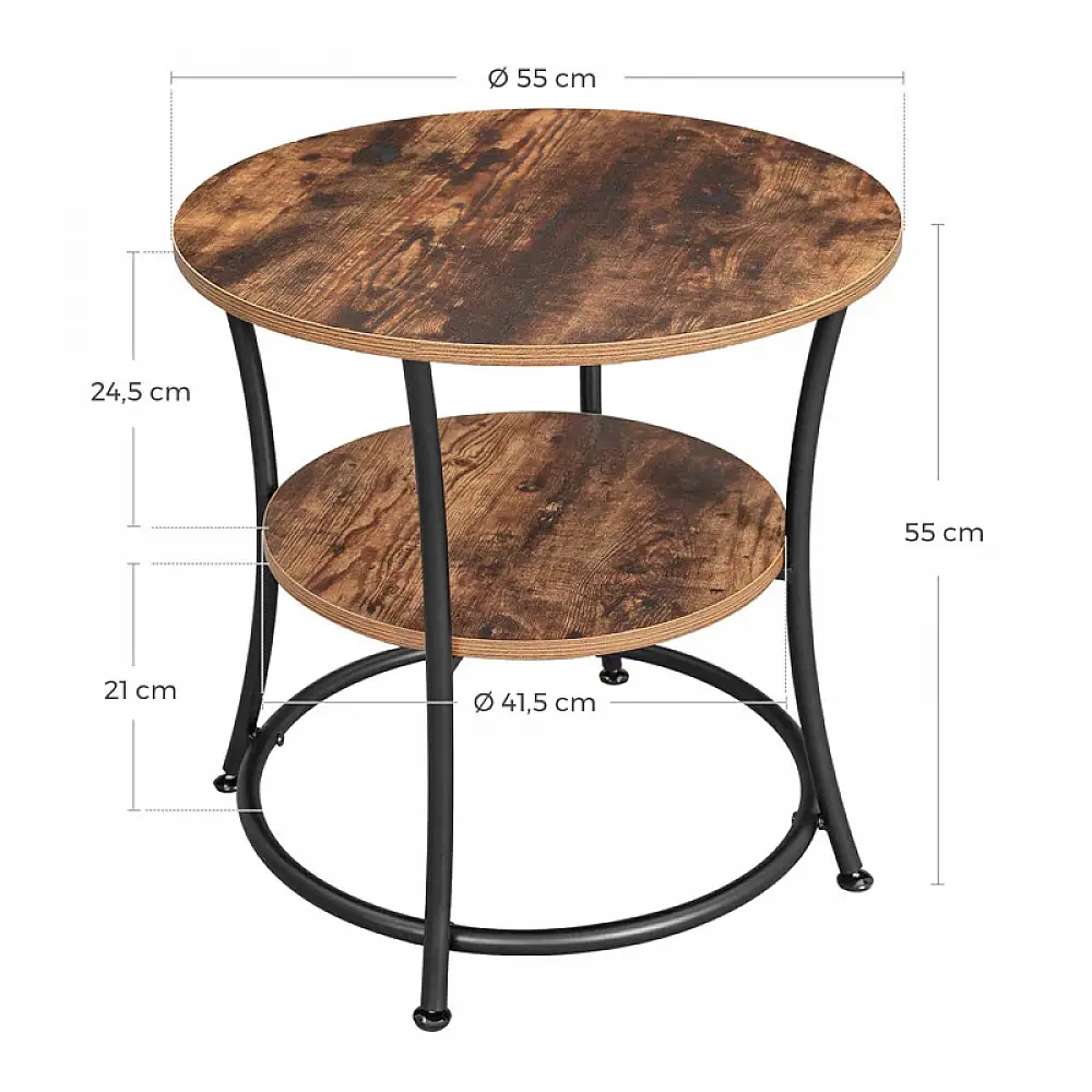 Βοηθητικό Μεταλλικό Στρογγυλό Τραπεζάκι 55 x 55 cm VASAGLE LET56BX