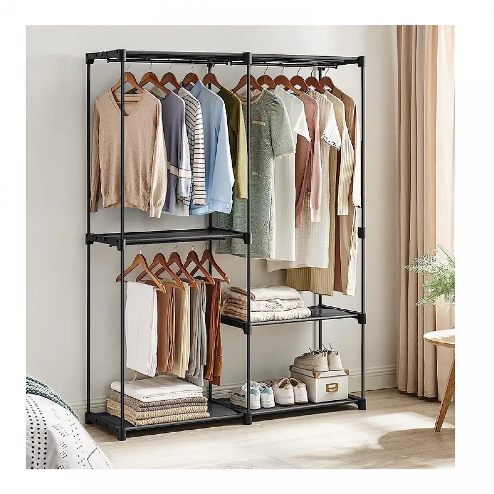 Μεταλλική Ανοιχτή Ντουλάπα με 3 Ράφια και 3 Ράγες 138 x 43 x 182 cm Songmics RYG025B02