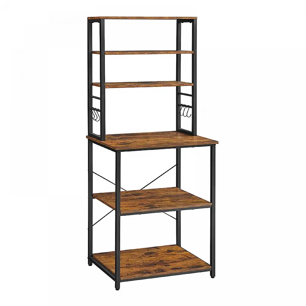 Μεταλλική Ραφιέρα Κουζίνας με 6 Ξύλινα Ράφια 40 x 60 x 167 cm VASAGLE KKS024B01