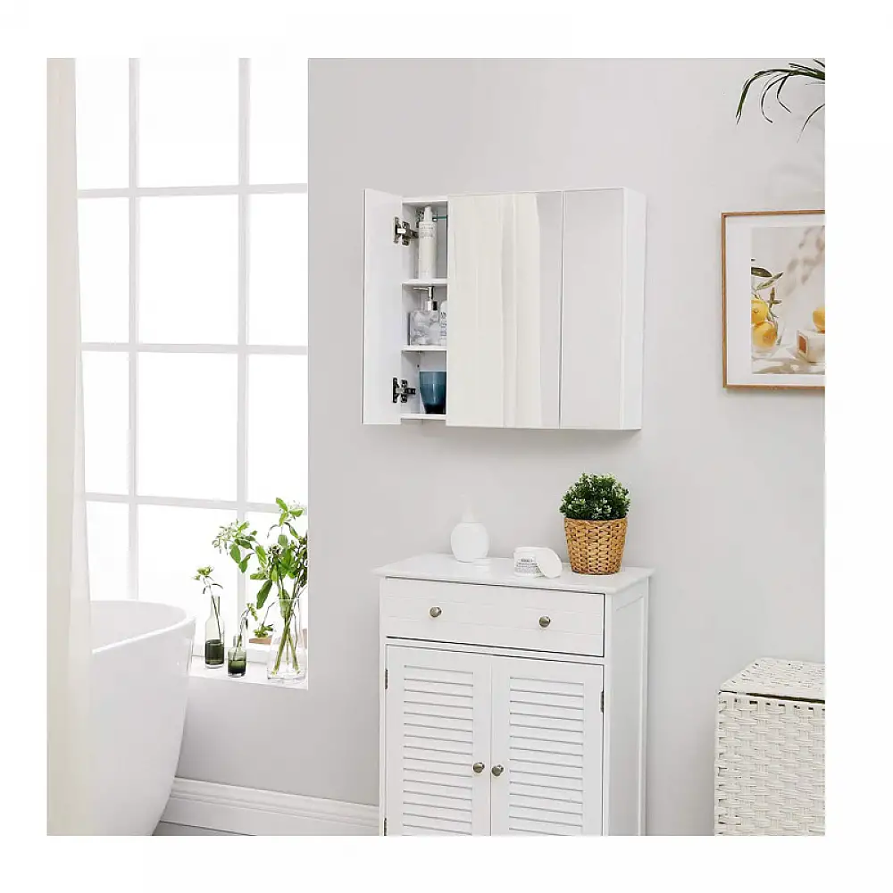 Καθρέπτης Μπάνιου με Ντουλάπι 60 x 15 x 55 cm VASAGLE BBK22WT
