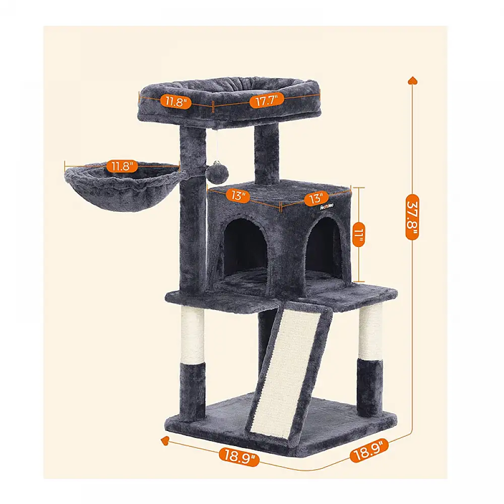 Δέντρο Γάτας - Ονυχοδρόμιο 48 x 48 x 96 cm Χρώματος Σκούρο Γκρι PCT51G Feandrea