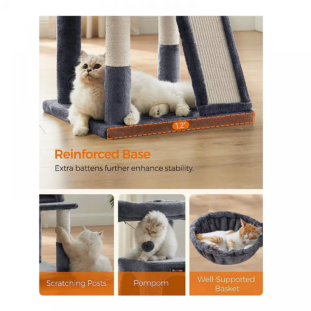 Δέντρο Γάτας - Ονυχοδρόμιο 48 x 48 x 96 cm Χρώματος Σκούρο Γκρι PCT51G Feandrea