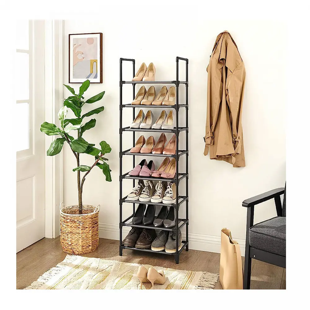 Μεταλλική Παπουτσοθήκη με 8 Ράφια 28 x 46 x 145 cm Songmics LSR24BK