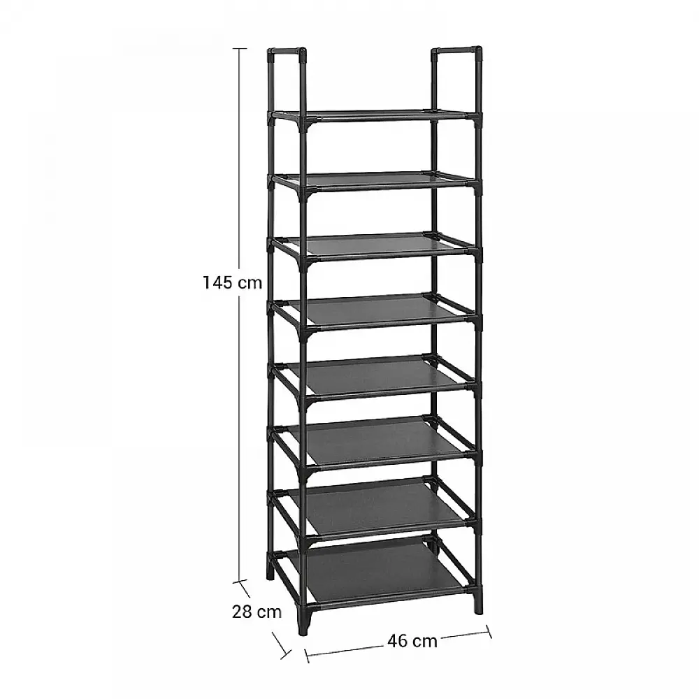 Μεταλλική Παπουτσοθήκη με 8 Ράφια 28 x 46 x 145 cm Songmics LSR24BK
