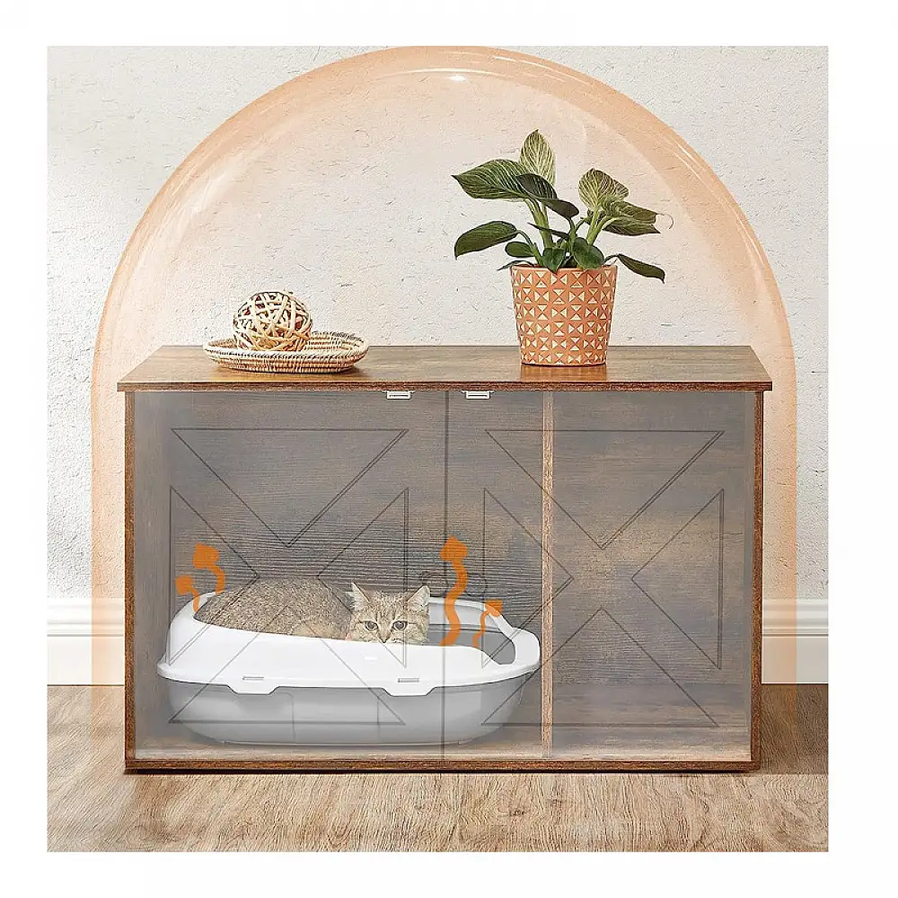 Ξύλινο Έπιπλο για Τουαλέτα Γάτας 80 x 53 x 49.2 cm Χρώματος Σκούρο Καφέ PCL002X01 Feandrea