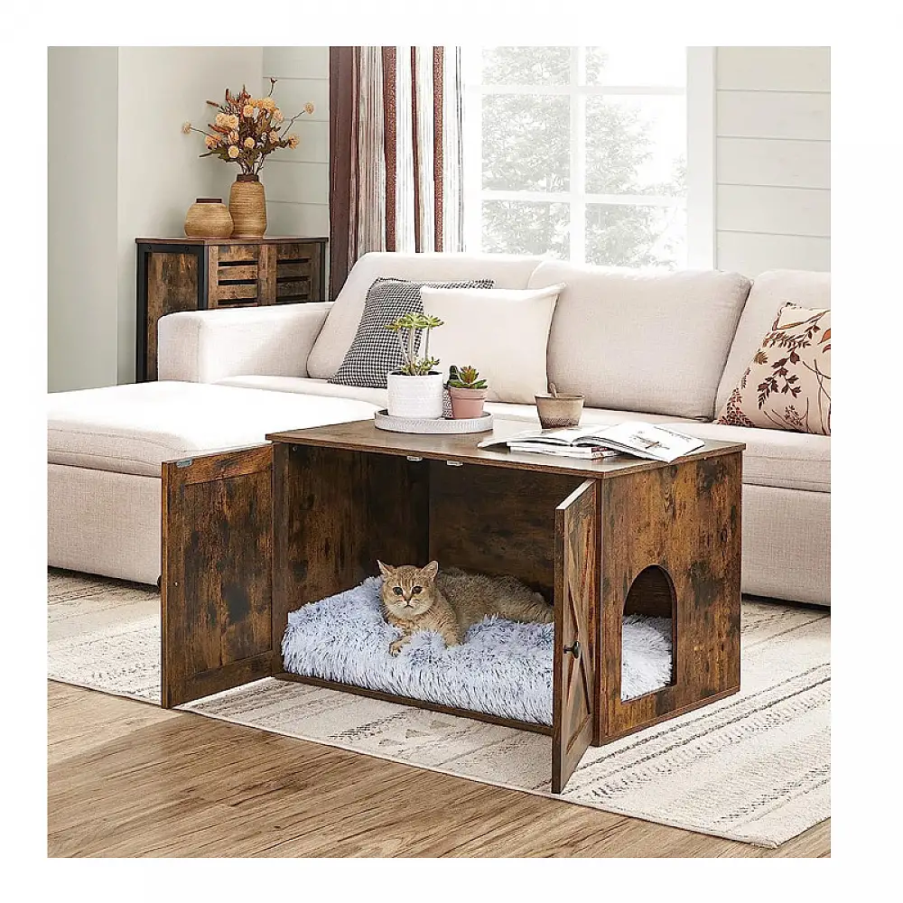 Ξύλινο Έπιπλο για Τουαλέτα Γάτας 80 x 53 x 49.2 cm Χρώματος Σκούρο Καφέ PCL002X01 Feandrea