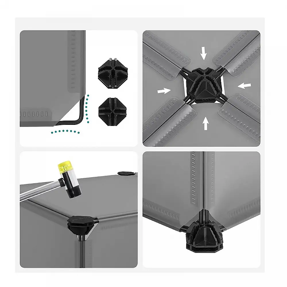 Πολυμορφική Πλαστική Παπουτσοθήκη με 10 Θήκες Χρώματος Γκρι Songmics LPC010G01